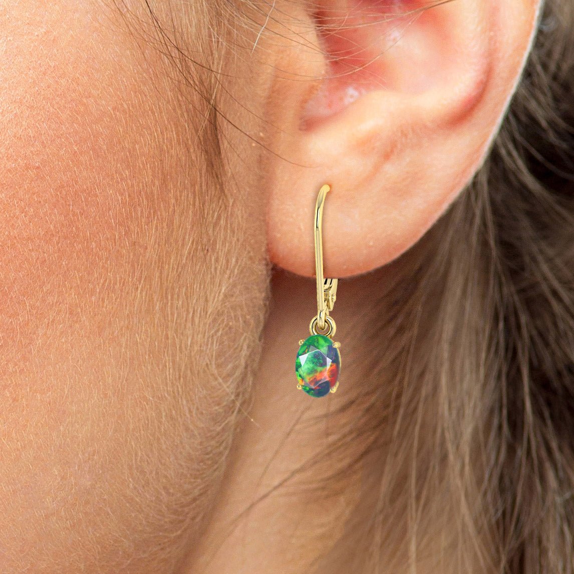 Black Multi Fire Opal Gemstone Dangle Earring - Goodstone Jewels