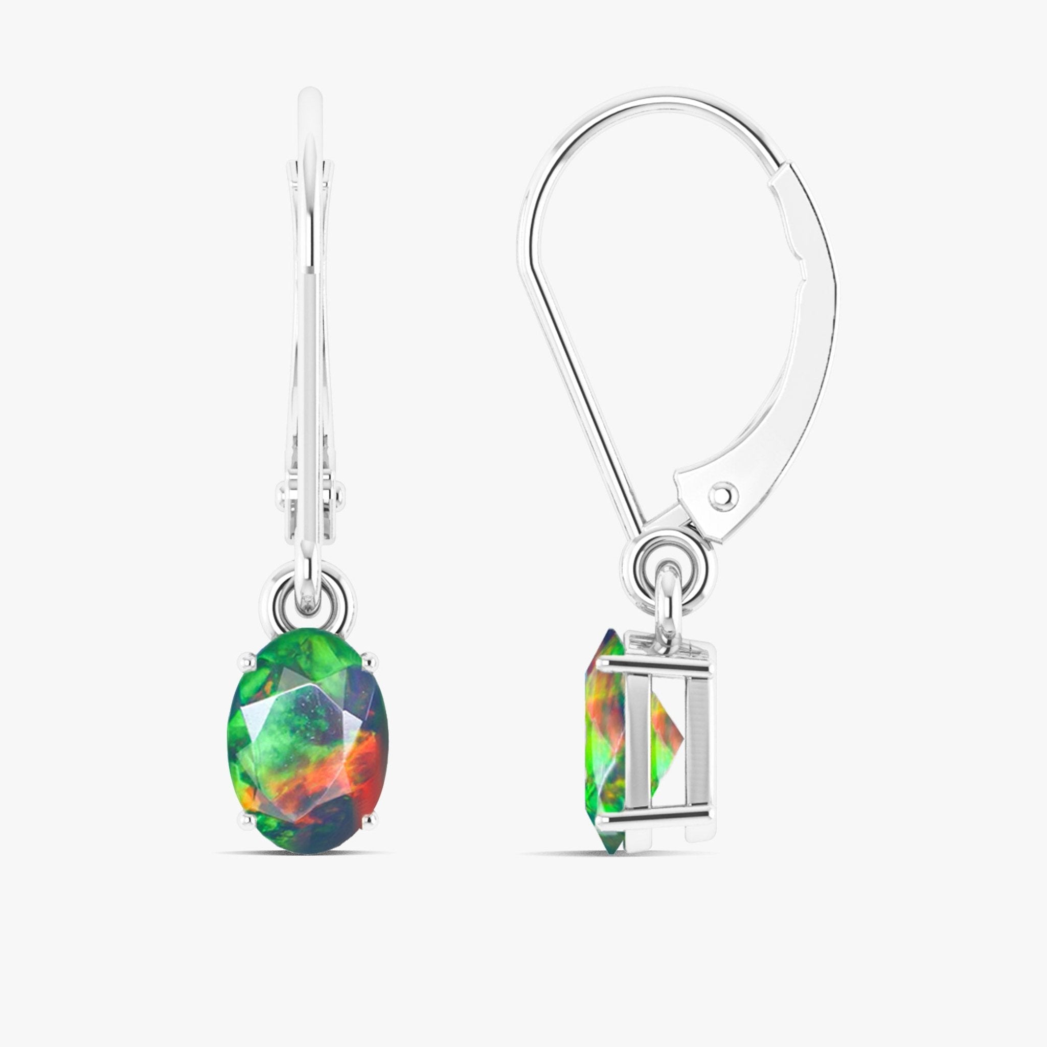 Black Multi Fire Opal Gemstone Dangle Earring - Goodstone Jewels