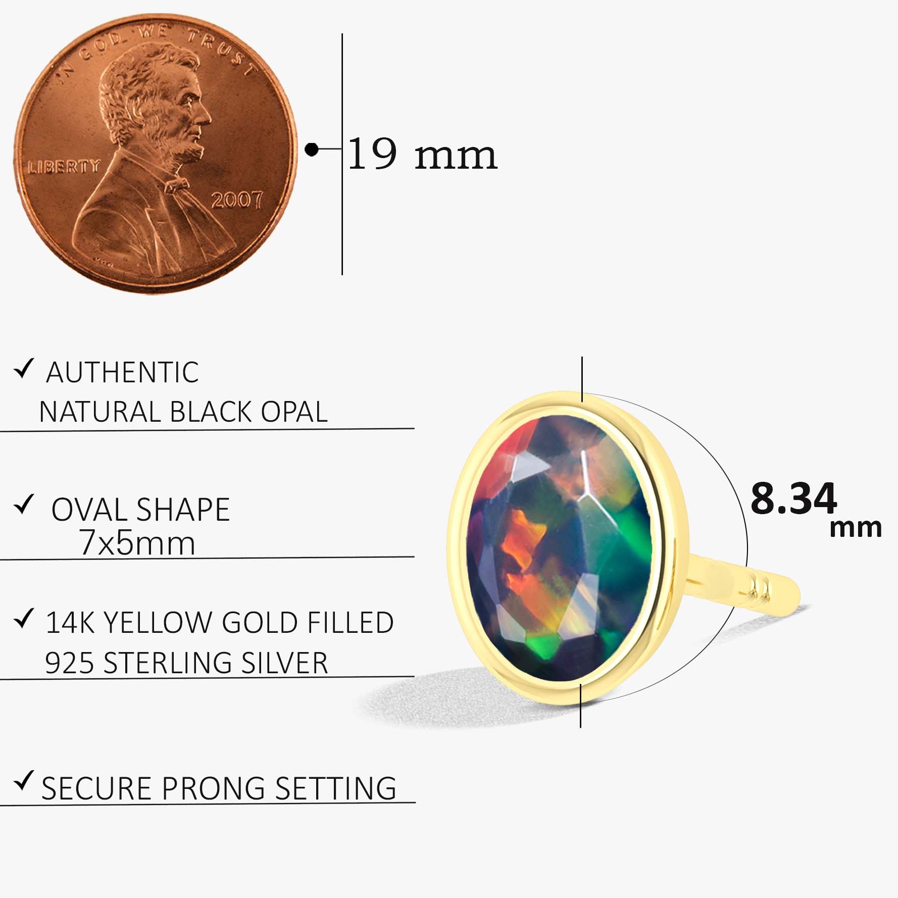 Black Multi Fire Oval Opal Stud Earring - Goodstone Jewels