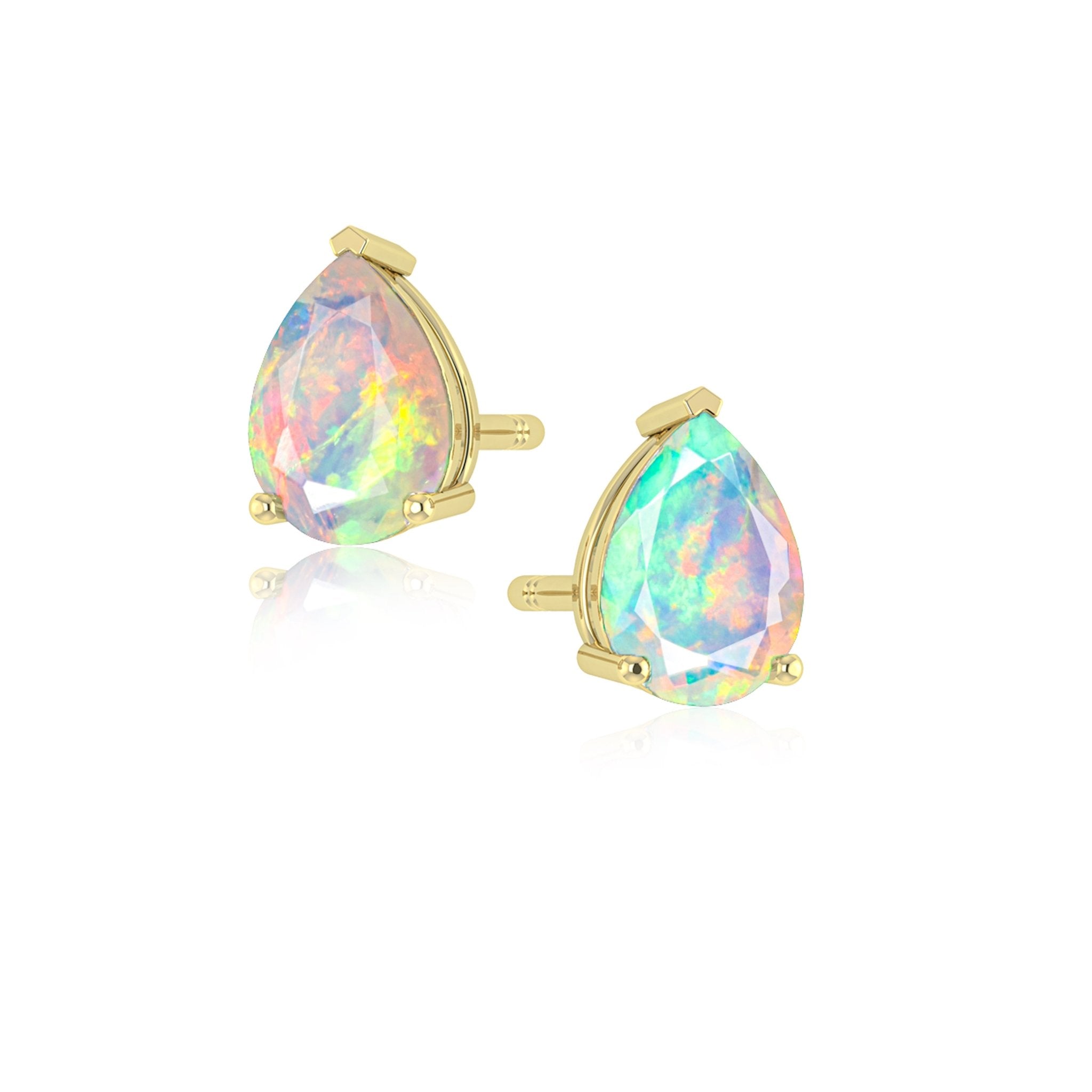 Black Multi Fire Pear Opal Prong Stud Earring - Goodstone Jewels