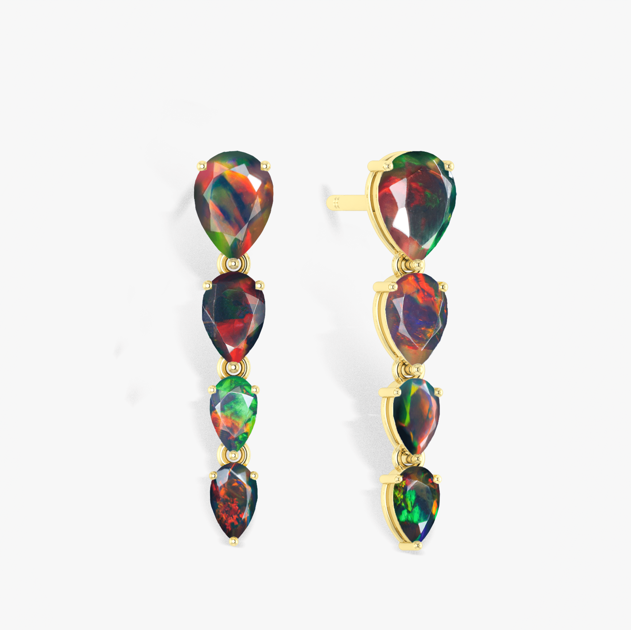 Black Multifire Opal Pear Drop Earrings - Goodstone Jewels