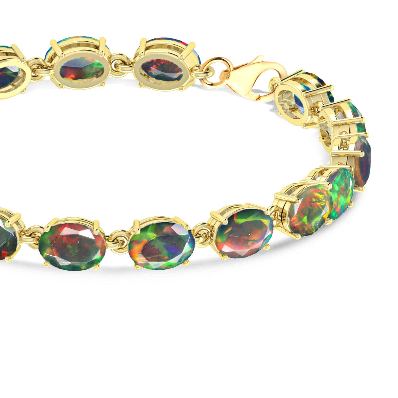 Black Natural Fire Opal Gemstone Tennis Bracelet - Goodstone Jewels