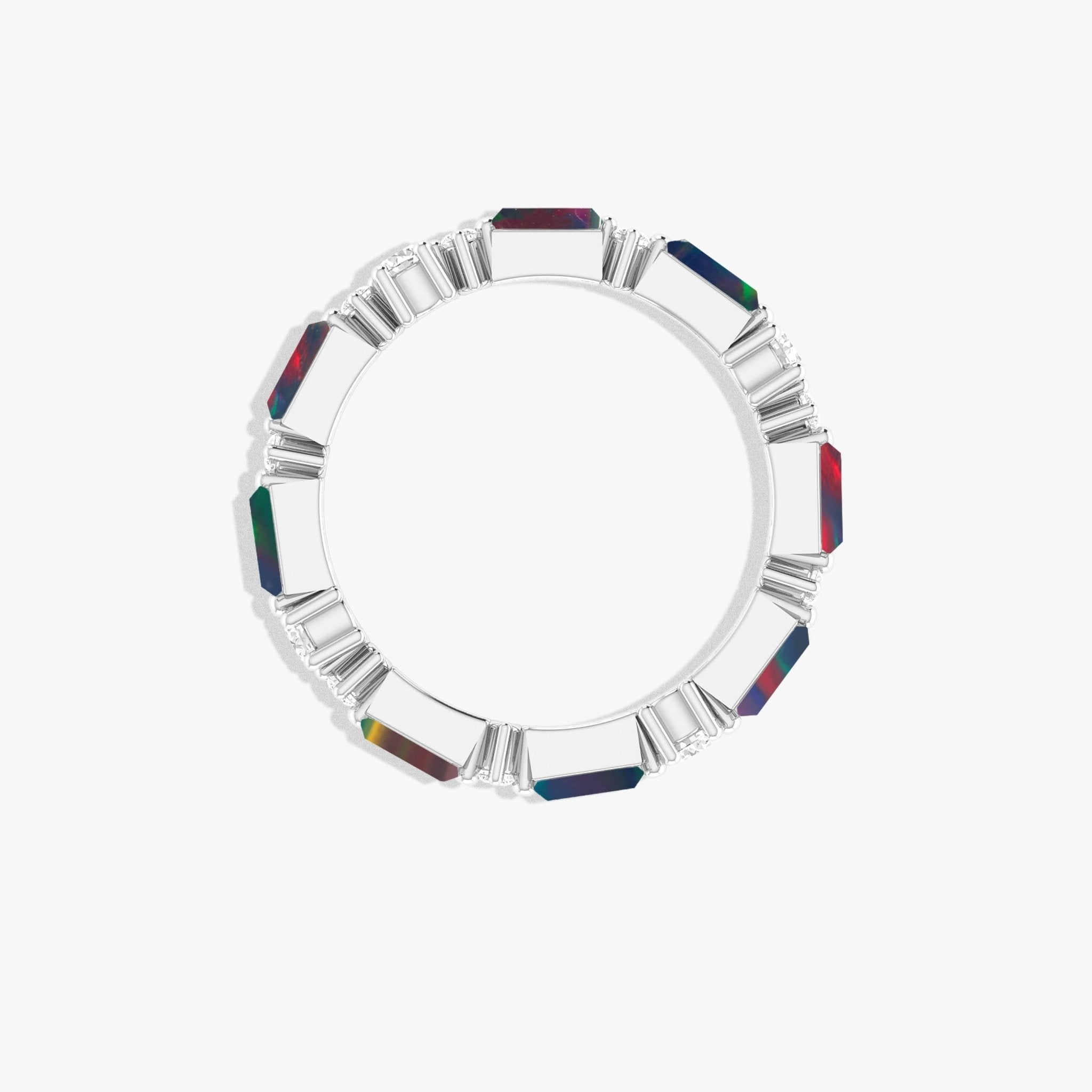 Black Opal Baguette Cutting Eternity Ring - Goodstone Jewels