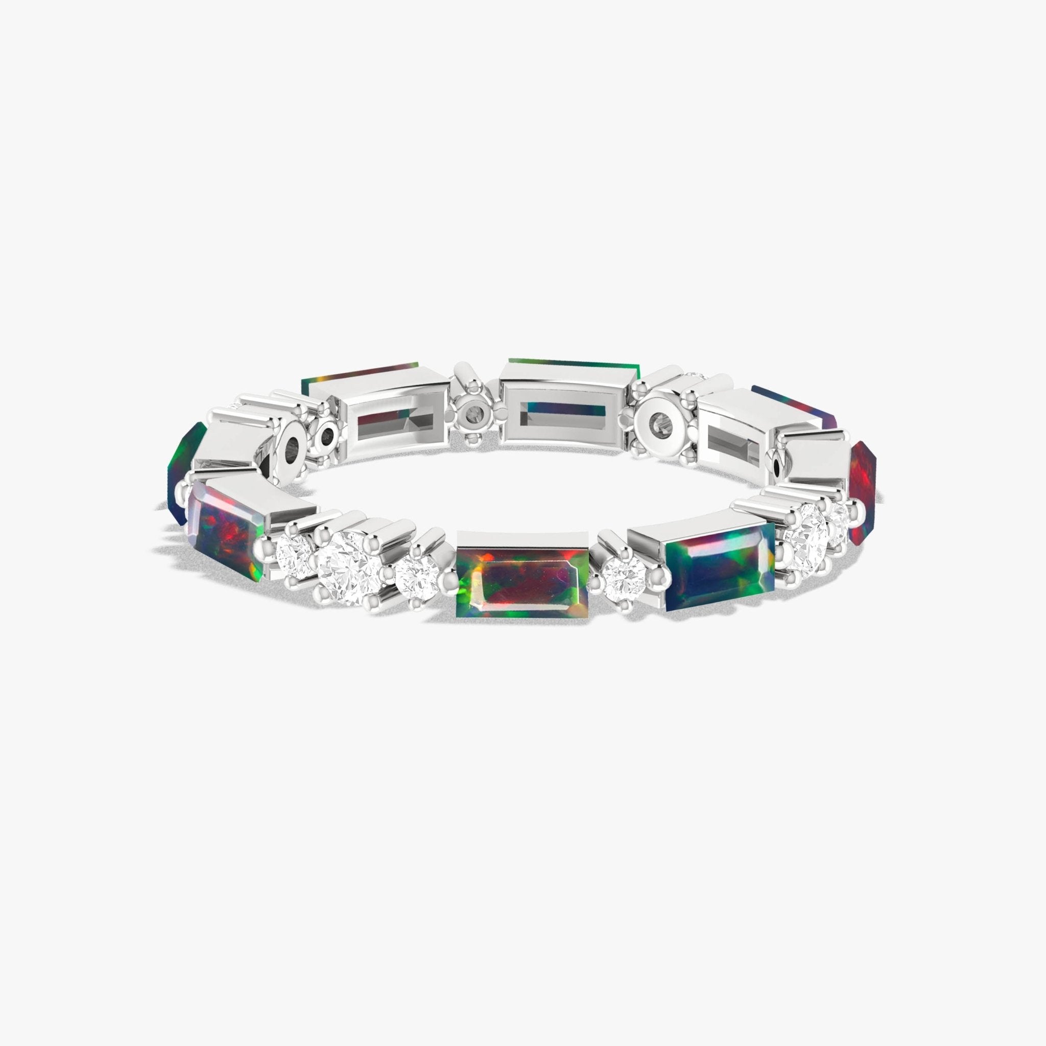 Black Opal Baguette Cutting Eternity Ring - Goodstone Jewels