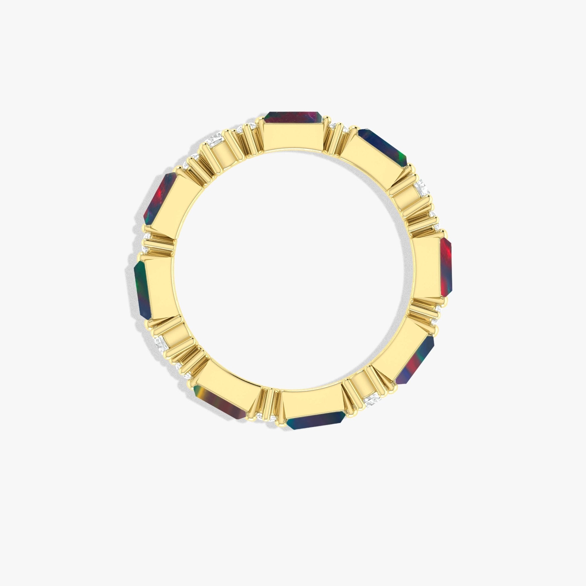 Black Opal Baguette Cutting Eternity Ring - Goodstone Jewels