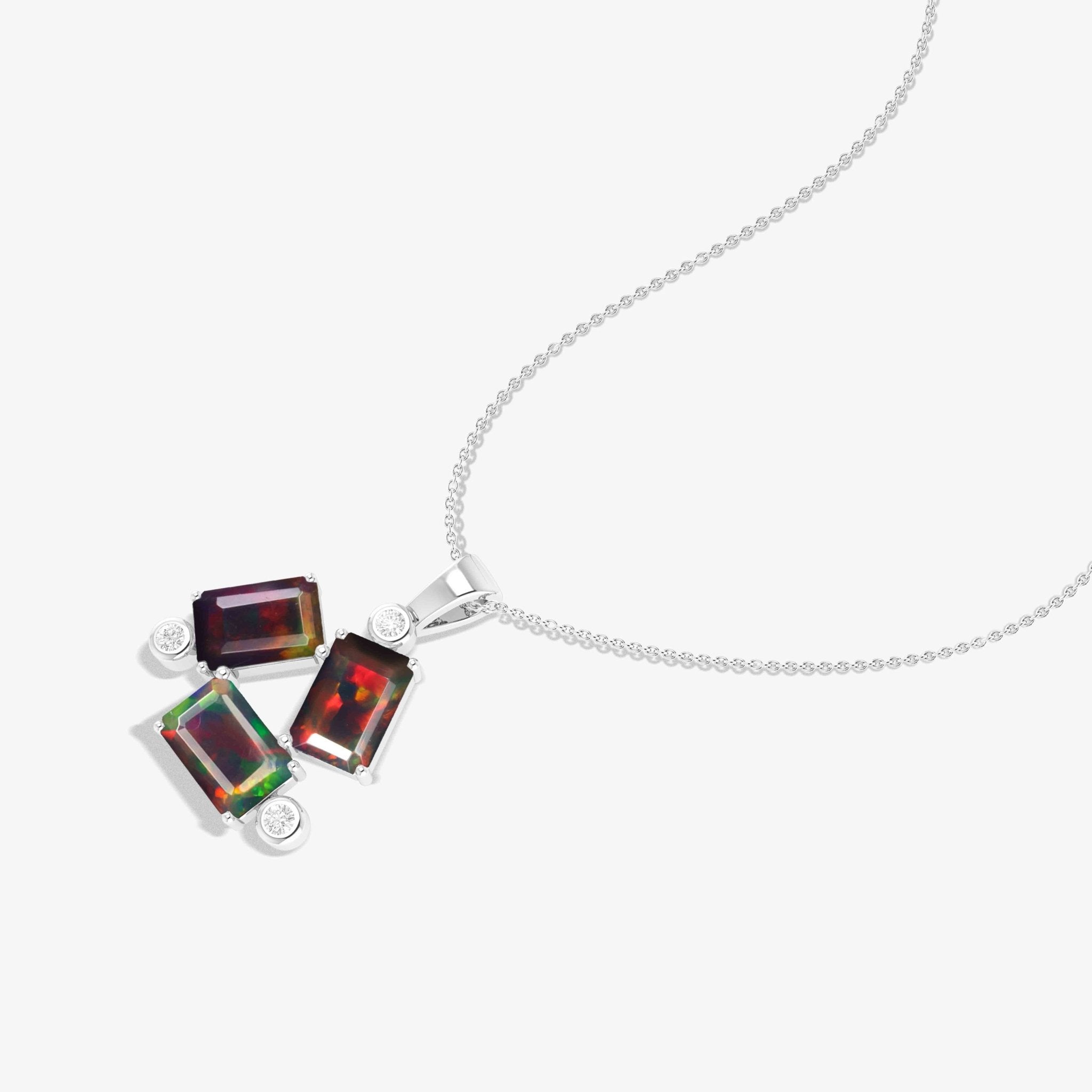 Black Opal Baguette Gemstone Charm Pendant - Goodstone Jewels