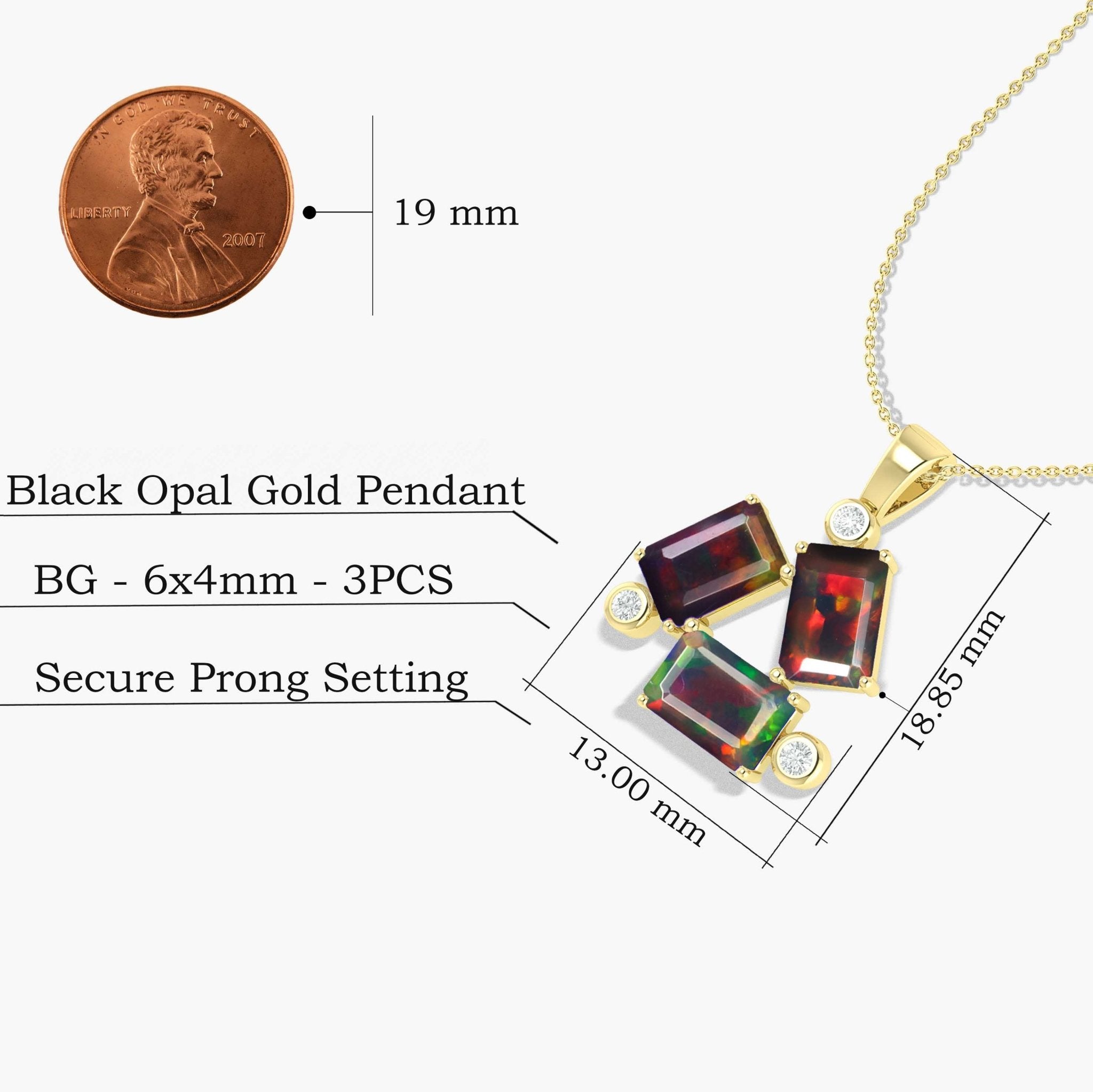 Black Opal Baguette Gemstone Charm Pendant - Goodstone Jewels