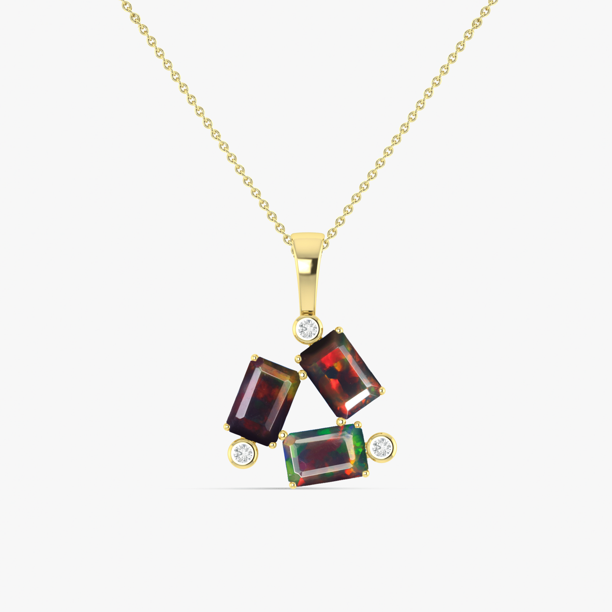 Black Opal Baguette Gemstone Charm Pendant - Goodstone Jewels