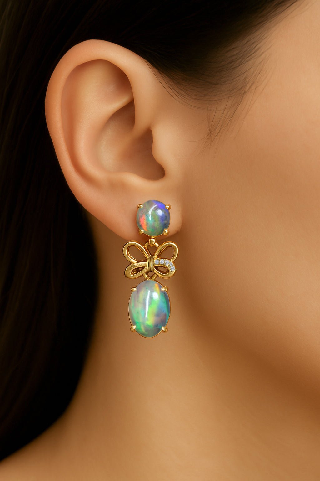Black Opal Butterfly Style Stud Earrings - Goodstone Jewels
