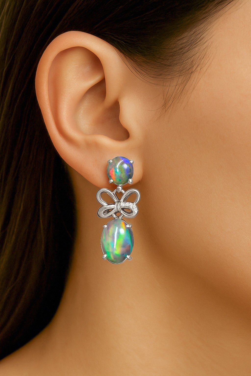 Black Opal Butterfly Style Stud Earrings - Goodstone Jewels