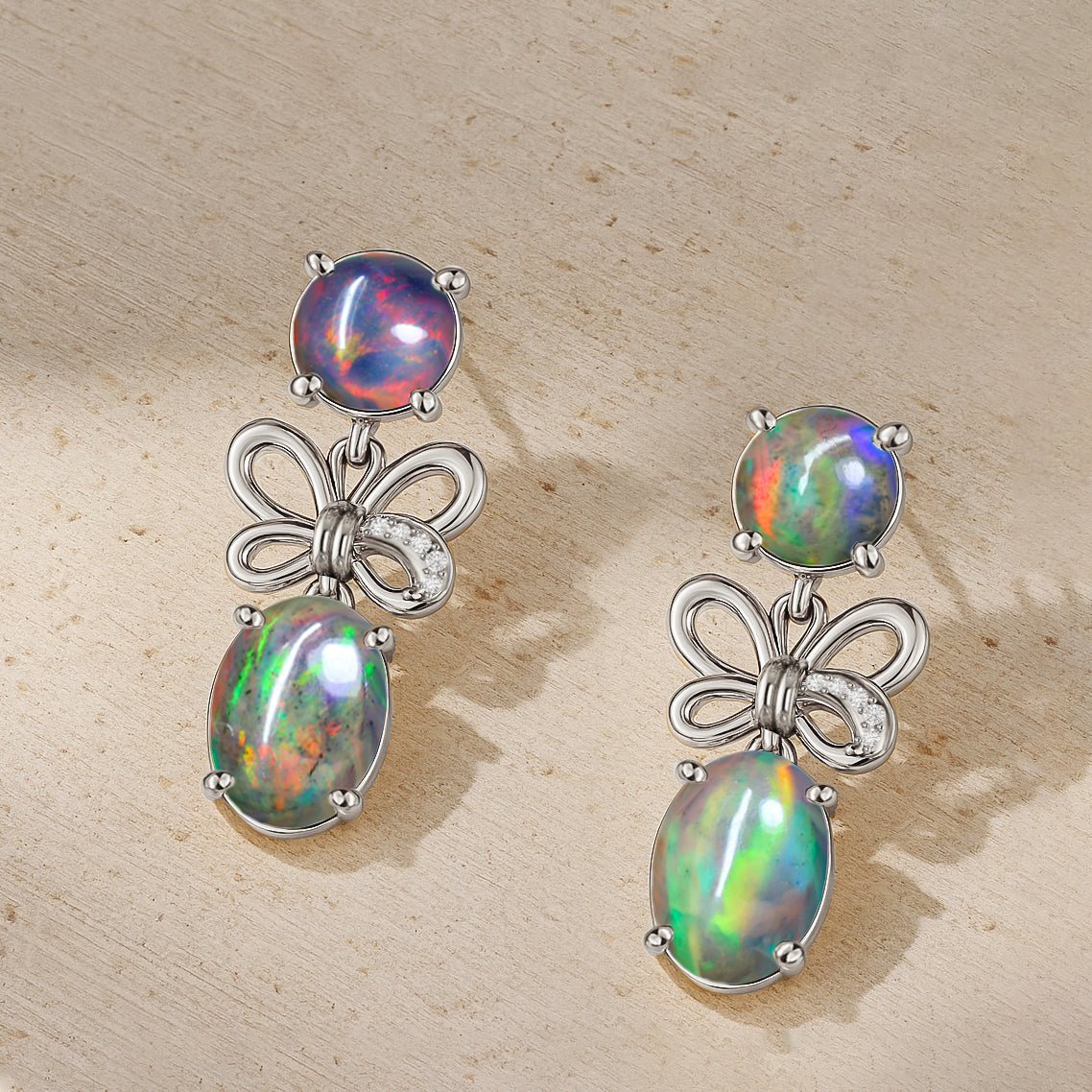 Black Opal Butterfly Style Stud Earrings - Goodstone Jewels