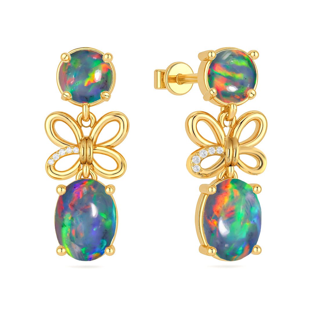Black Opal Butterfly Style Stud Earrings - Goodstone Jewels