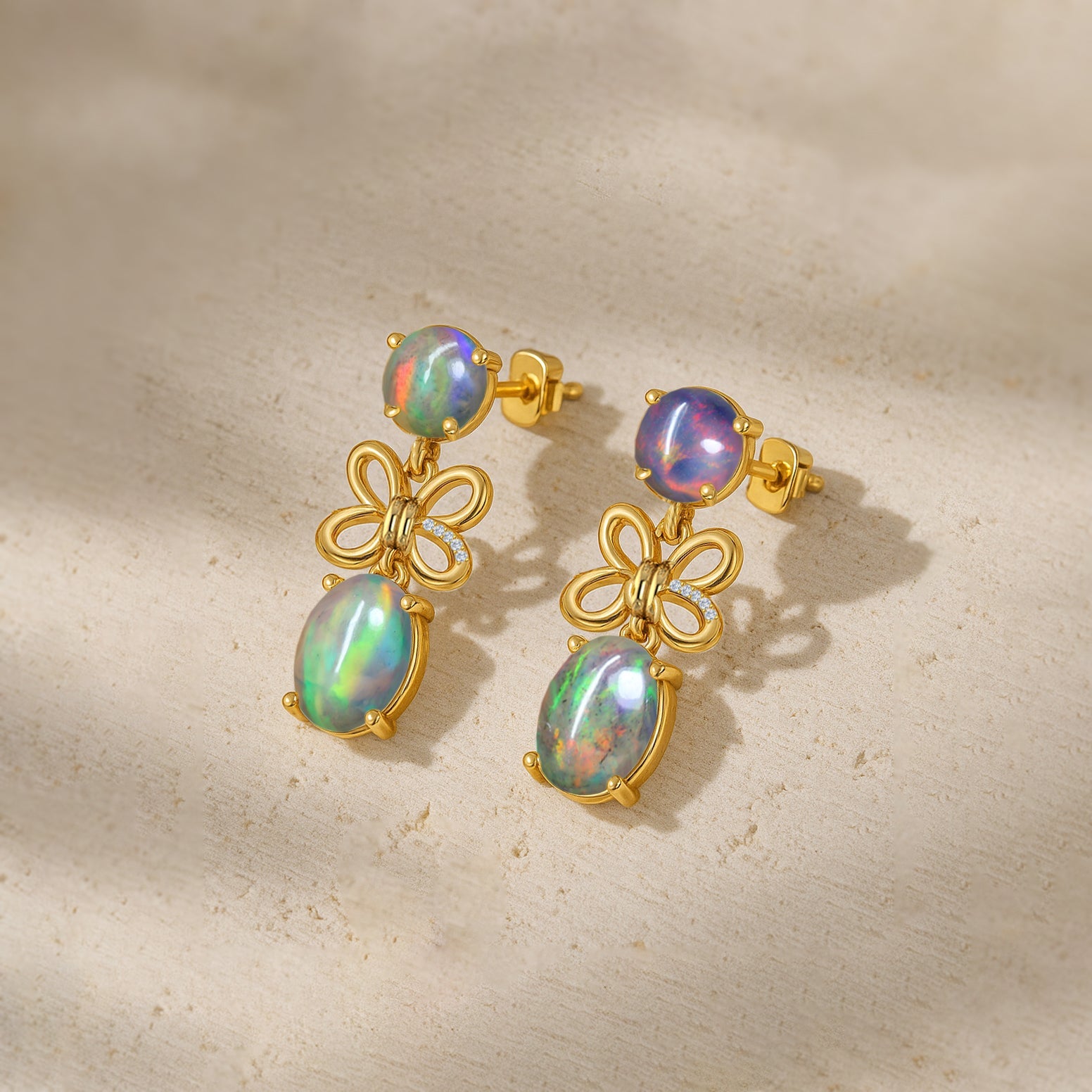 Black Opal Butterfly Style Stud Earrings - Goodstone Jewels