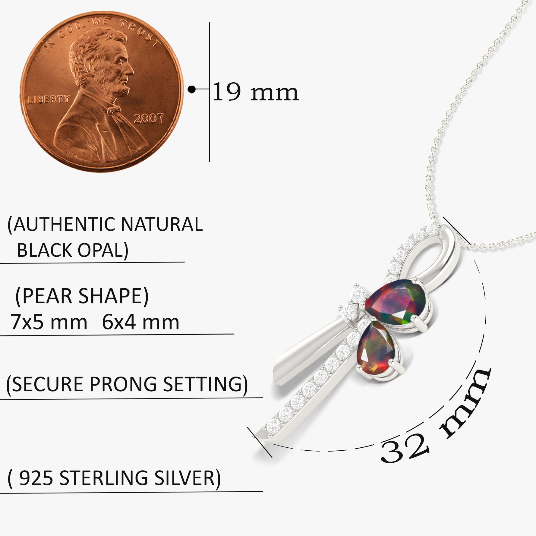 Black Opal Cross Pear Shape Necklace - Goodstone Jewels