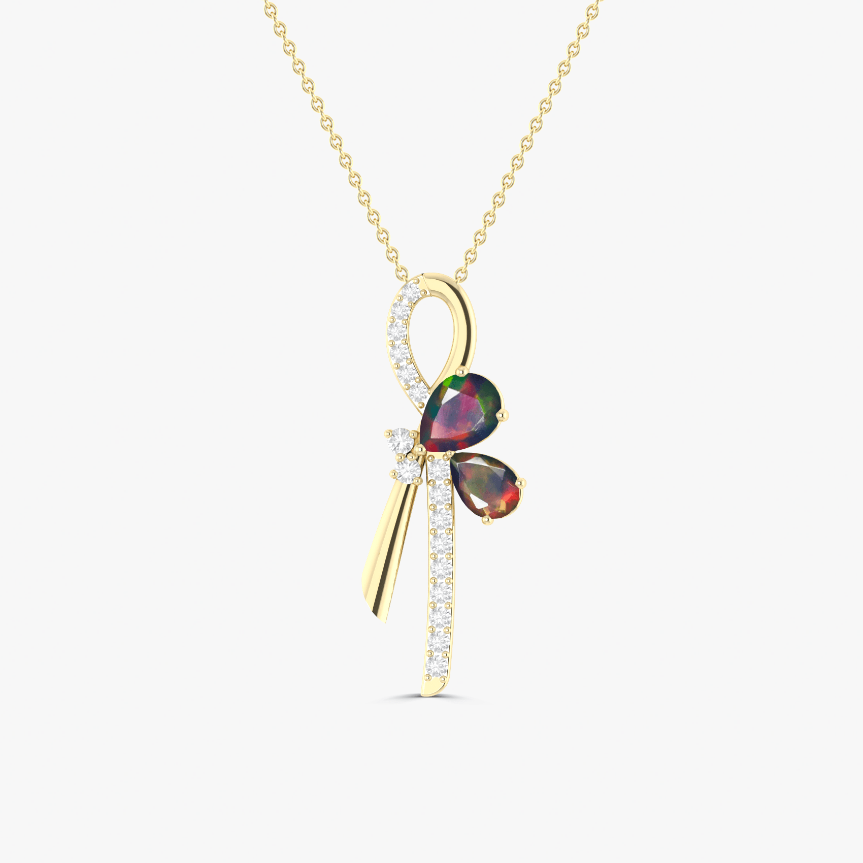 Black Opal Cross Pear Shape Necklace - Goodstone Jewels