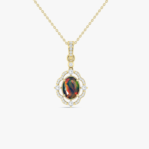 Black Opal Gemstone Charm Pendant
