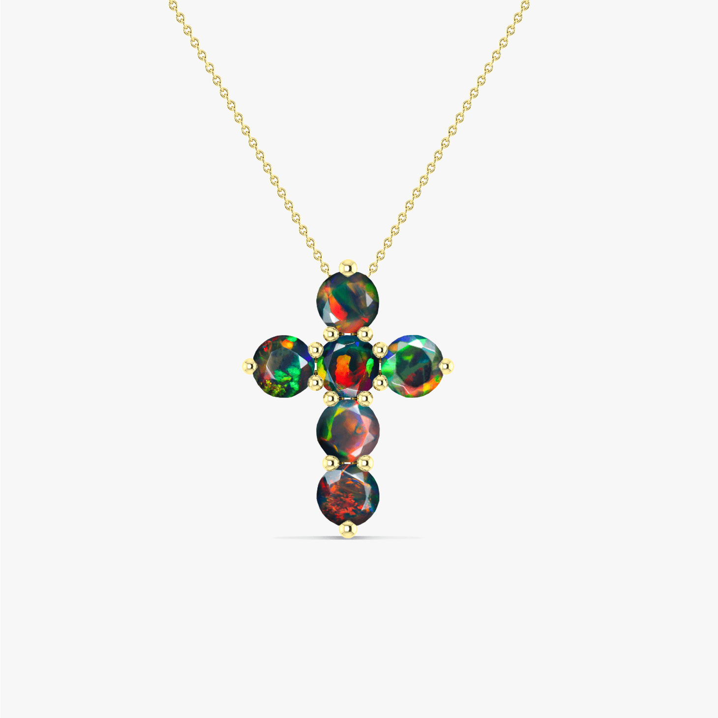 Black Opal Gemstone Cross Pendant - Goodstone Jewels