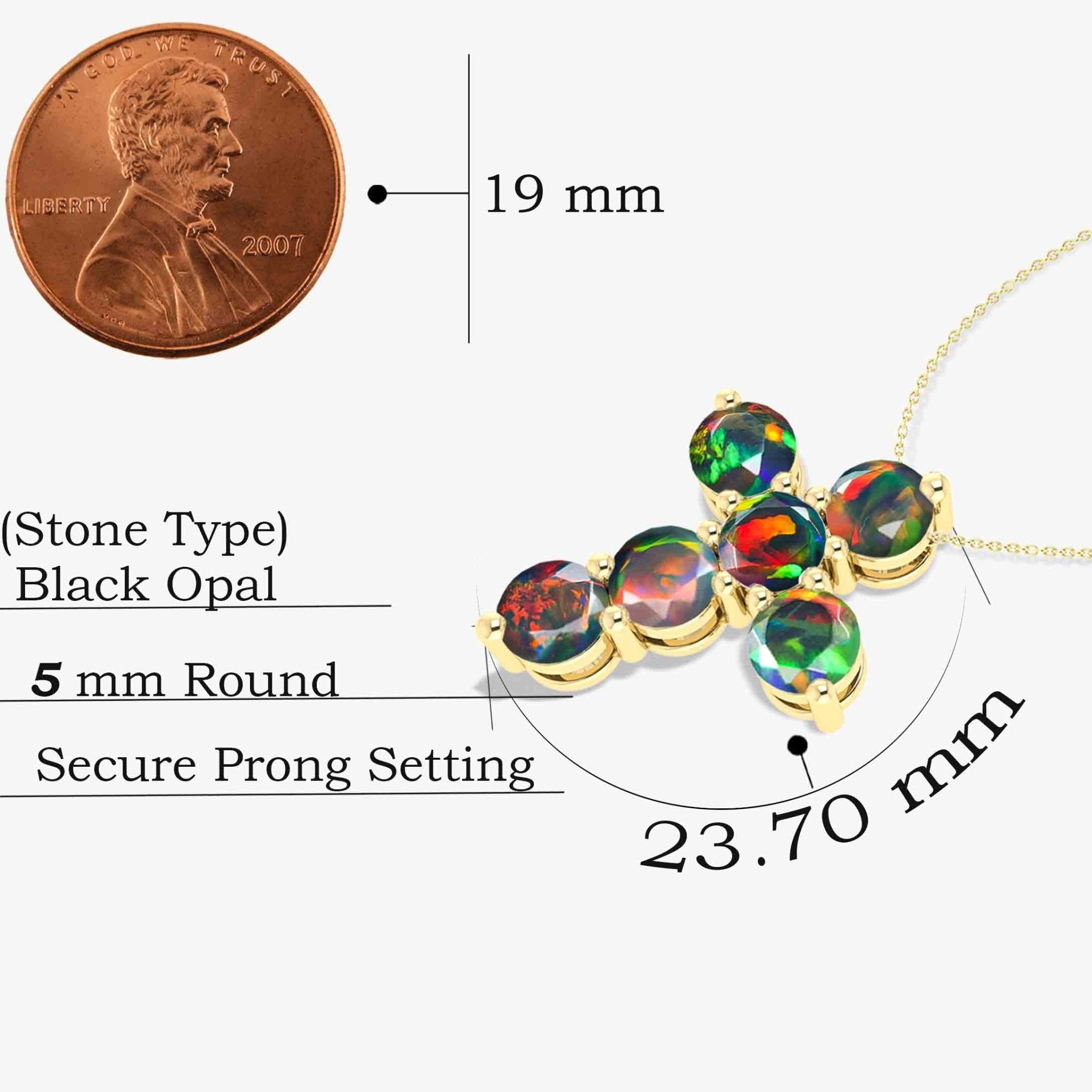 Black Opal Gemstone Cross Pendant - Goodstone Jewels