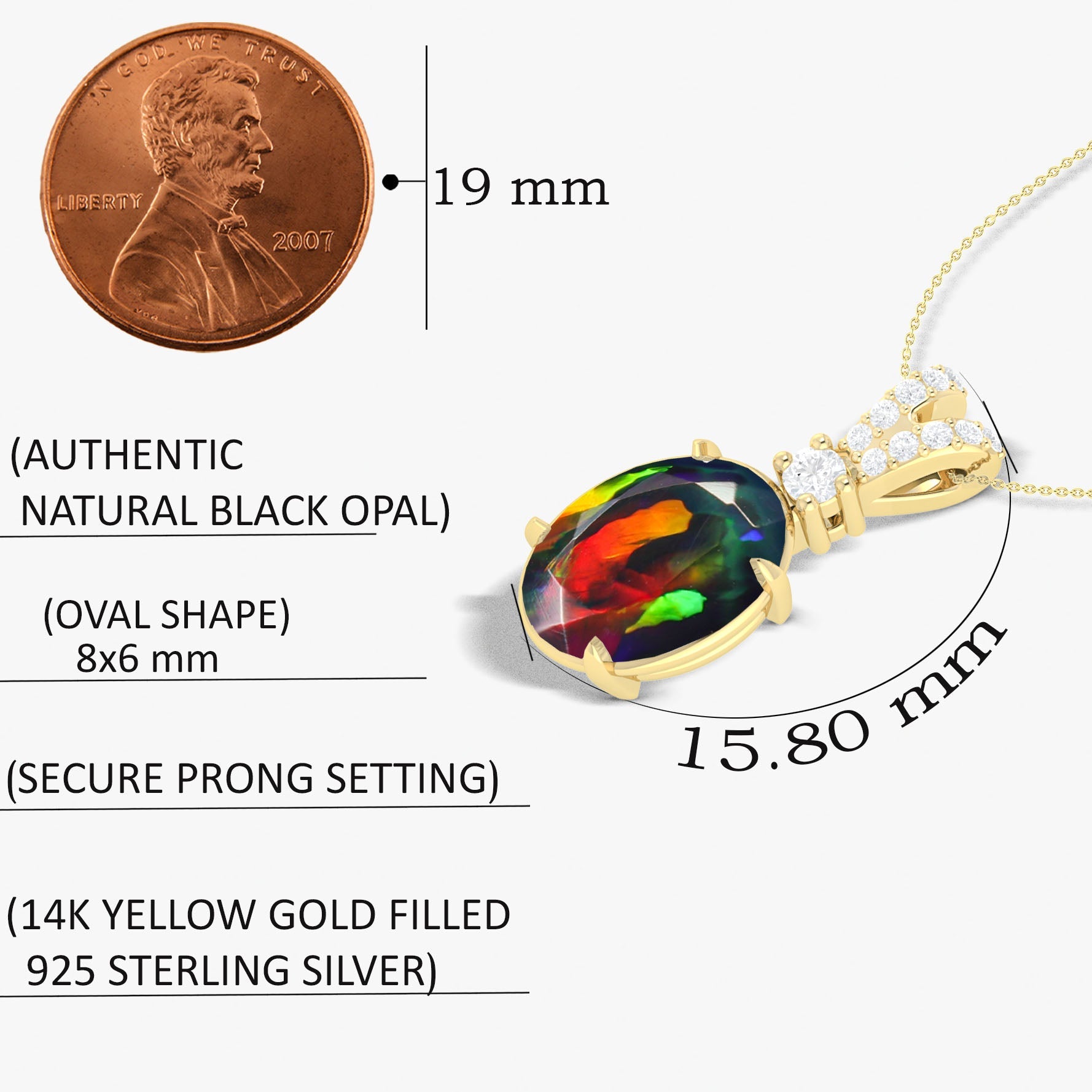 Black Opal Gemstone Pendant Necklace - Goodstone Jewels