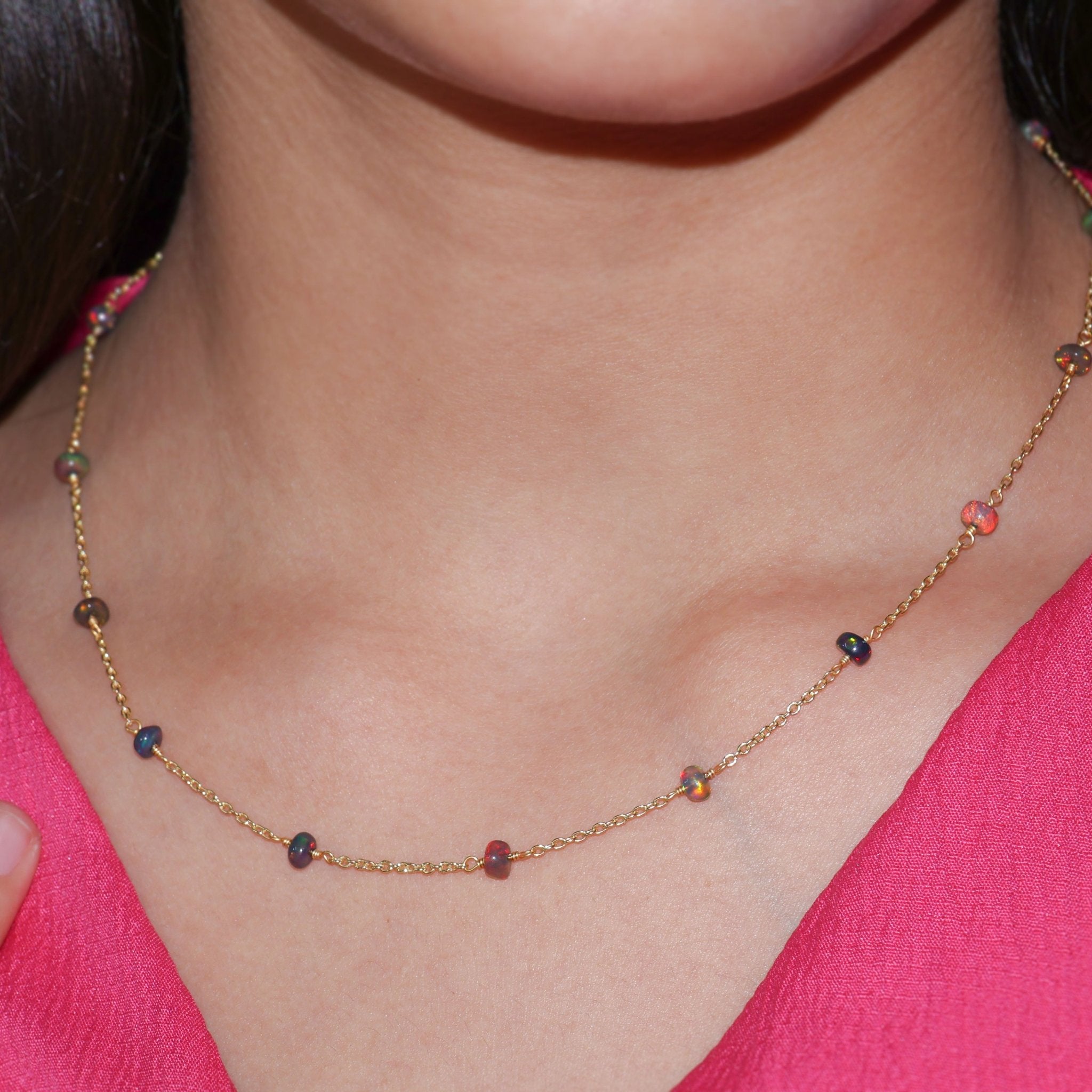 Black Opal Gold Vermeil Chain With 16 + 2 Inch - Goodstone Jewels