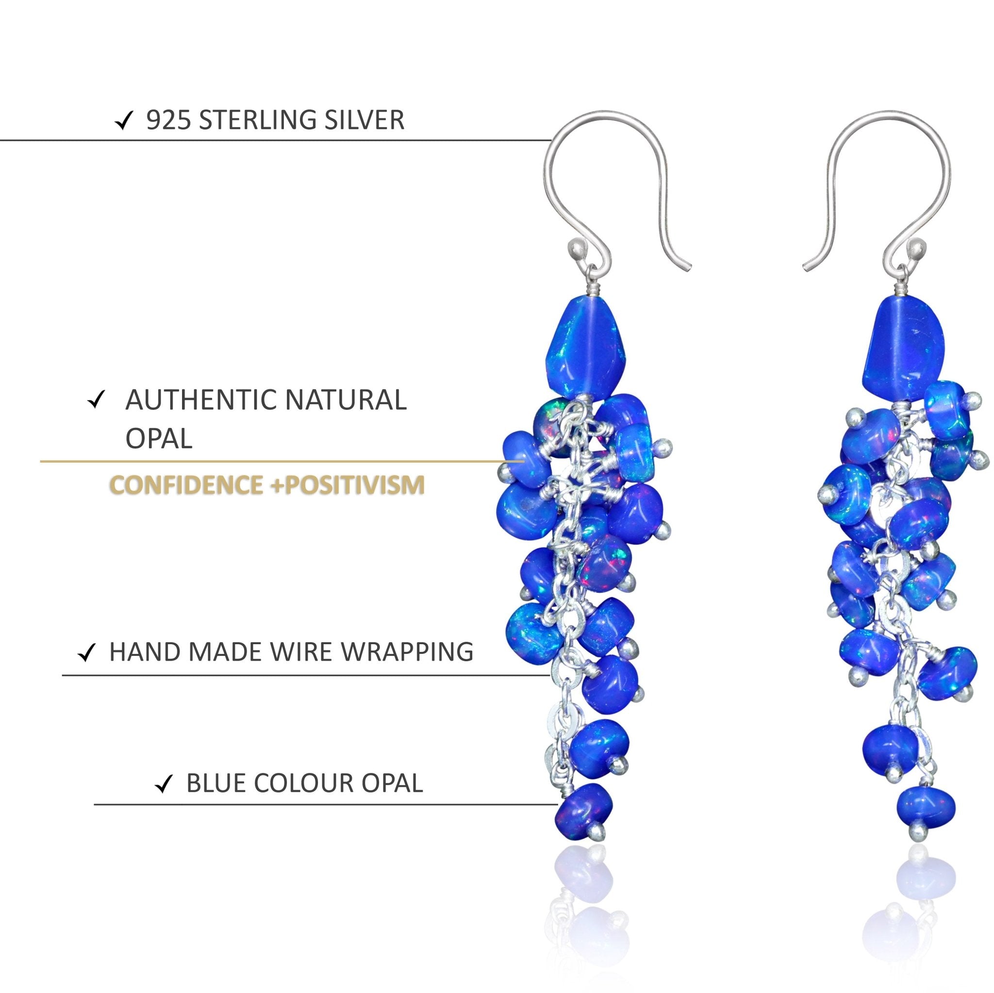 Black Opal Handmade Drop and Dangle Earring - Goodstone Jewels