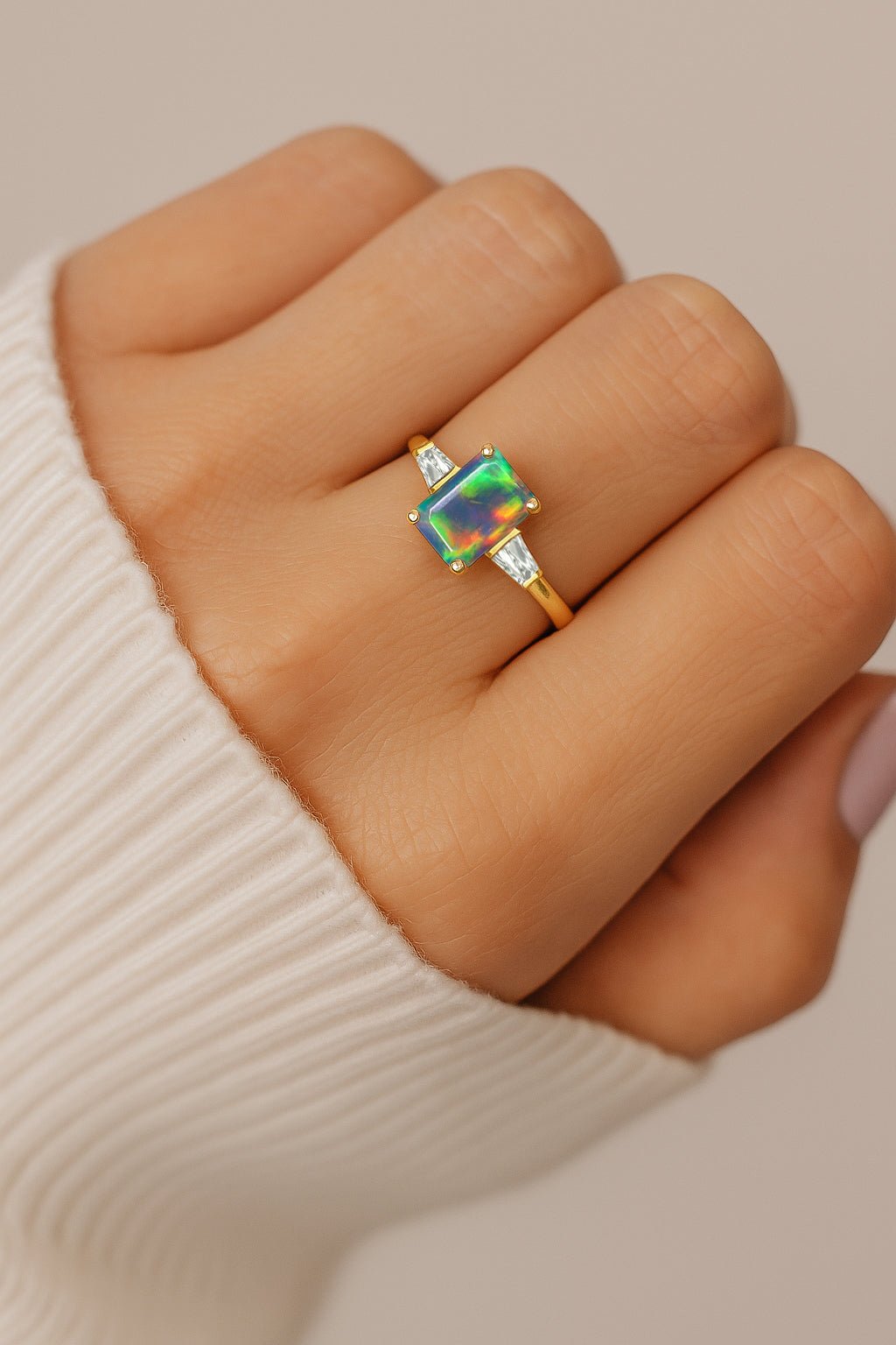 Black Opal Hypoallergenic Statement Promise Wedding Ring - Goodstone Jewels