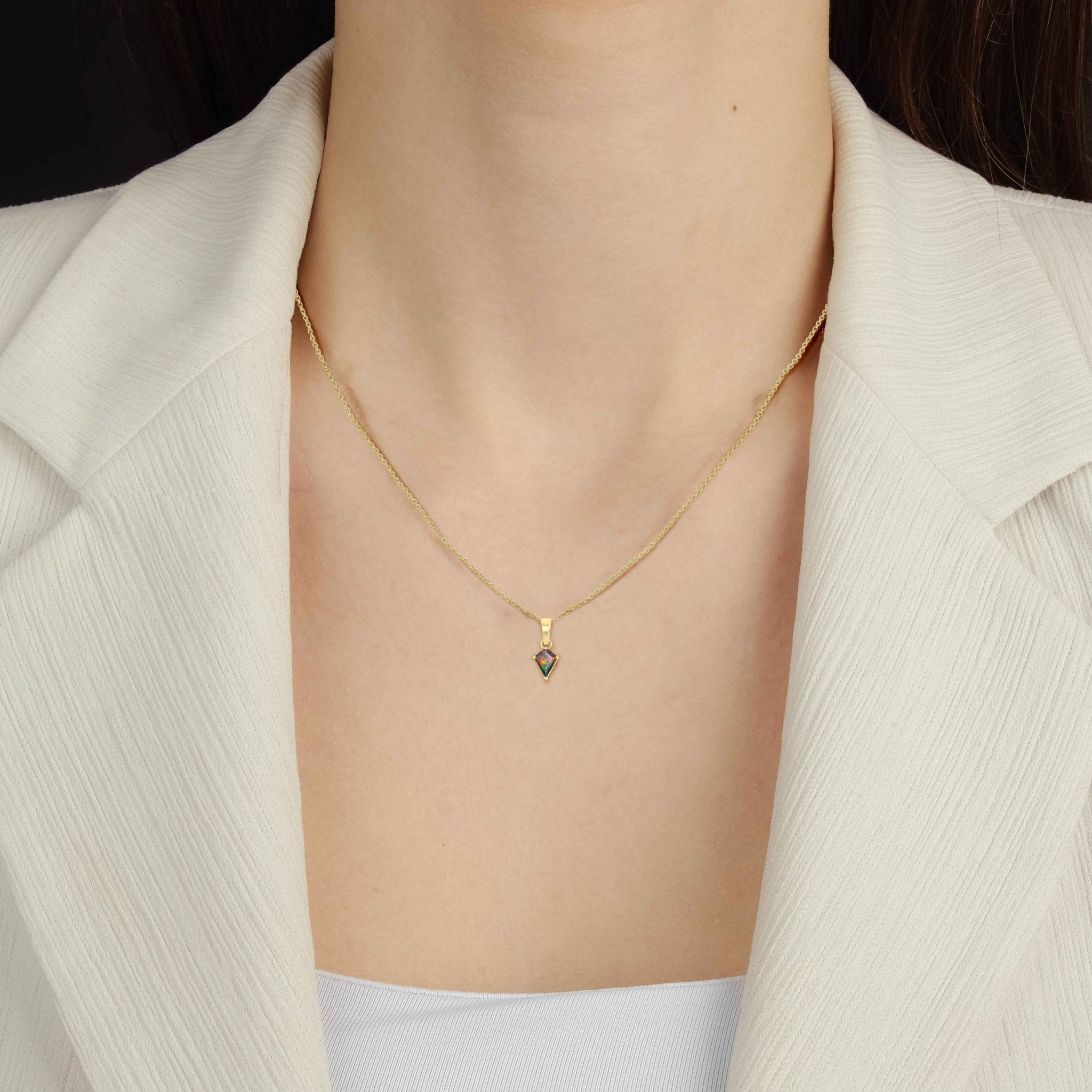Black Opal Kite Gemstone Pendant Necklace - Goodstone Jewels