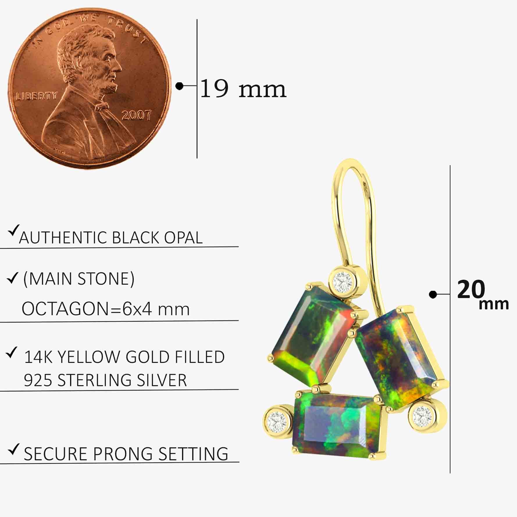 Black Opal Octogon Stone Dangle Earrings - Goodstone Jewels