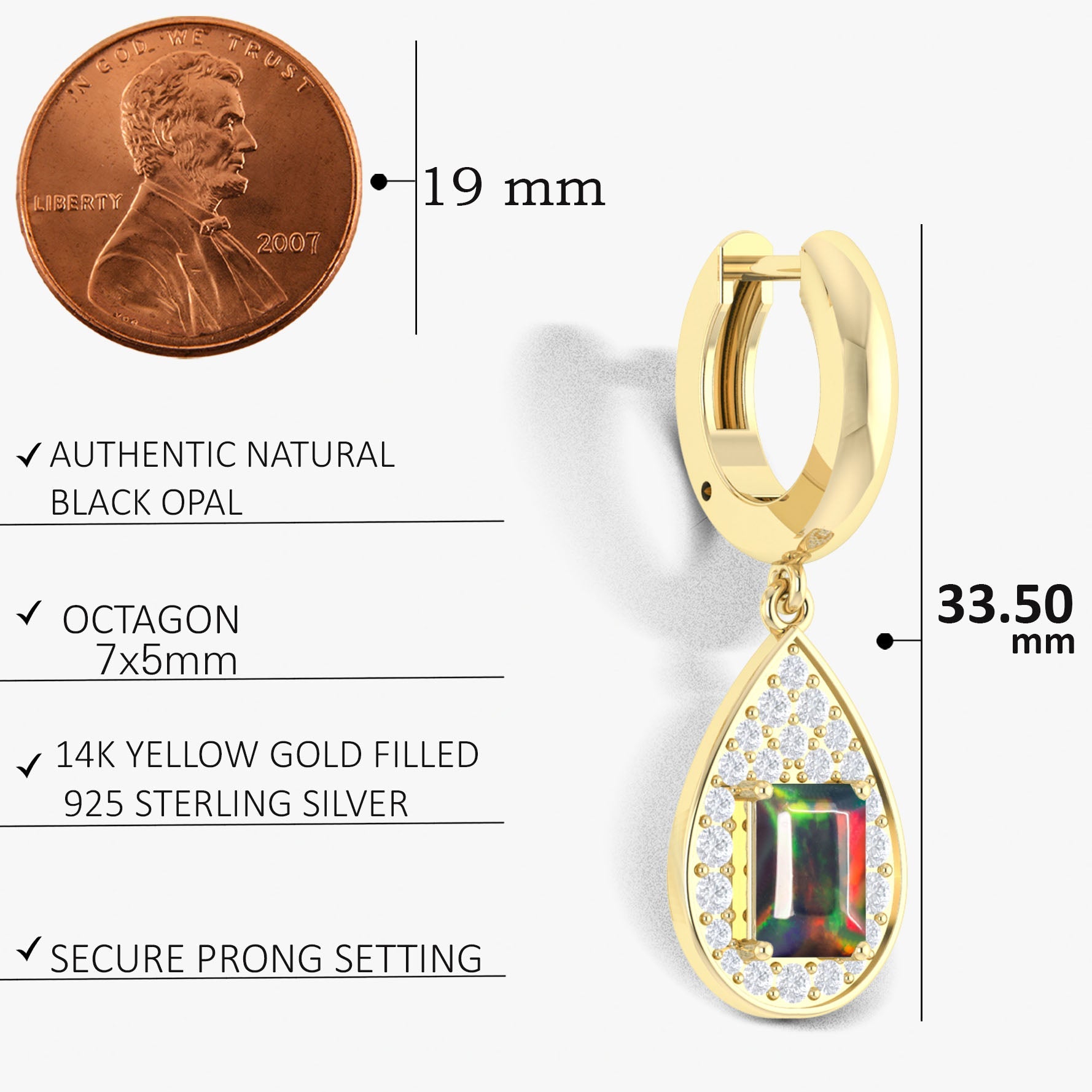 Black Opal Stylish Stud and Drop Earring - Goodstone Jewels