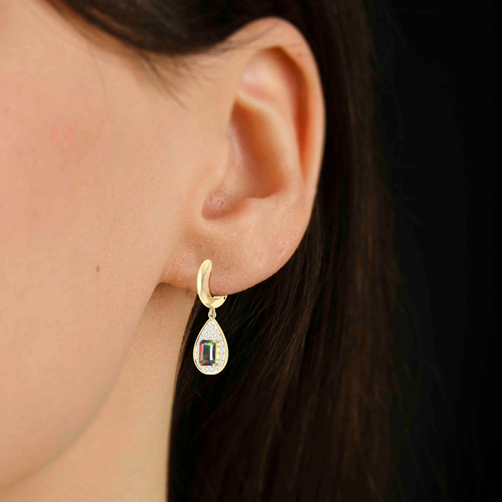 Black Opal Stylish Stud and Drop Earring - Goodstone Jewels