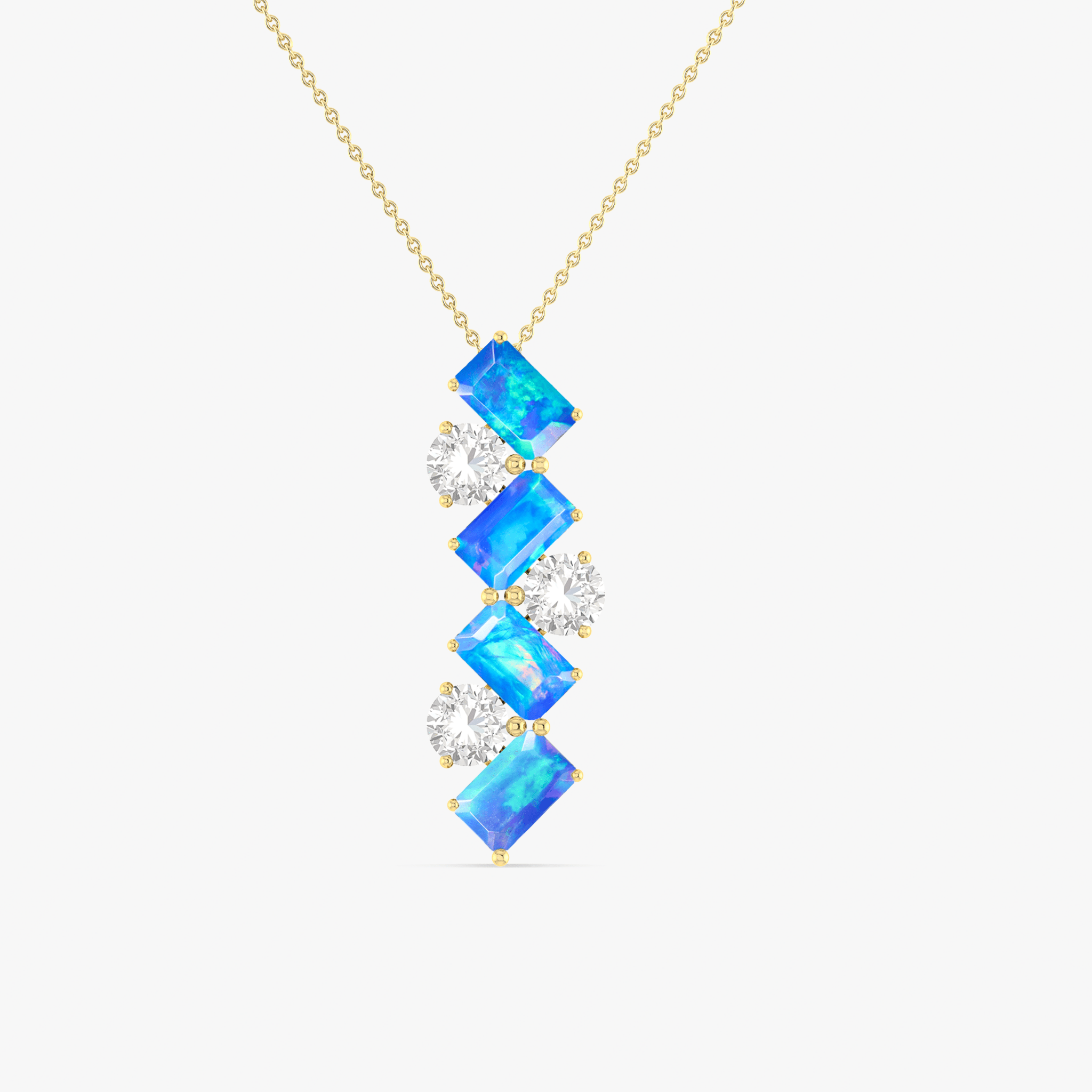 Blue Baguette Opal Gemstone Charm Pendant - Goodstone Jewels