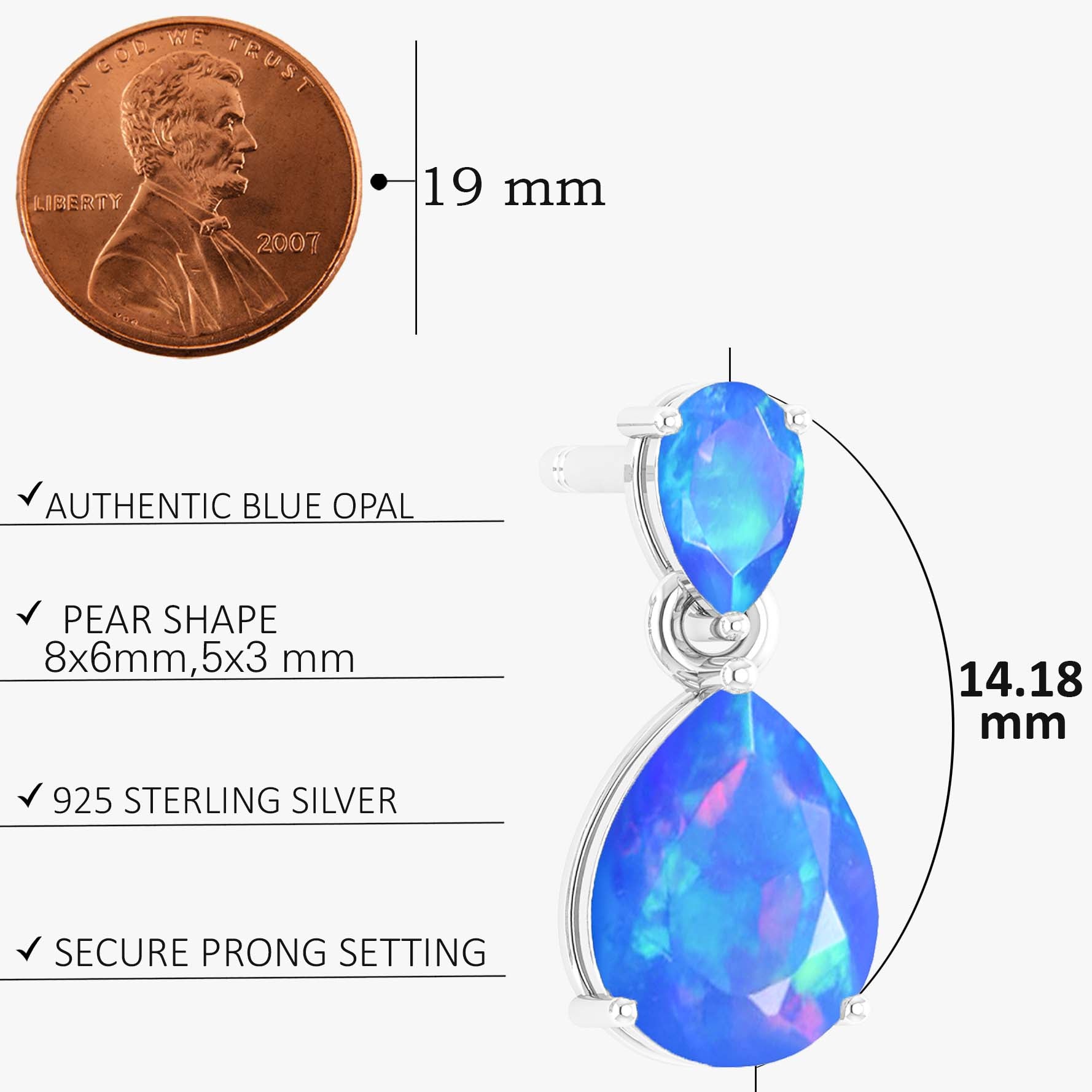 Blue Dual Opal Pear Drop Stud Earrings - Goodstone Jewels