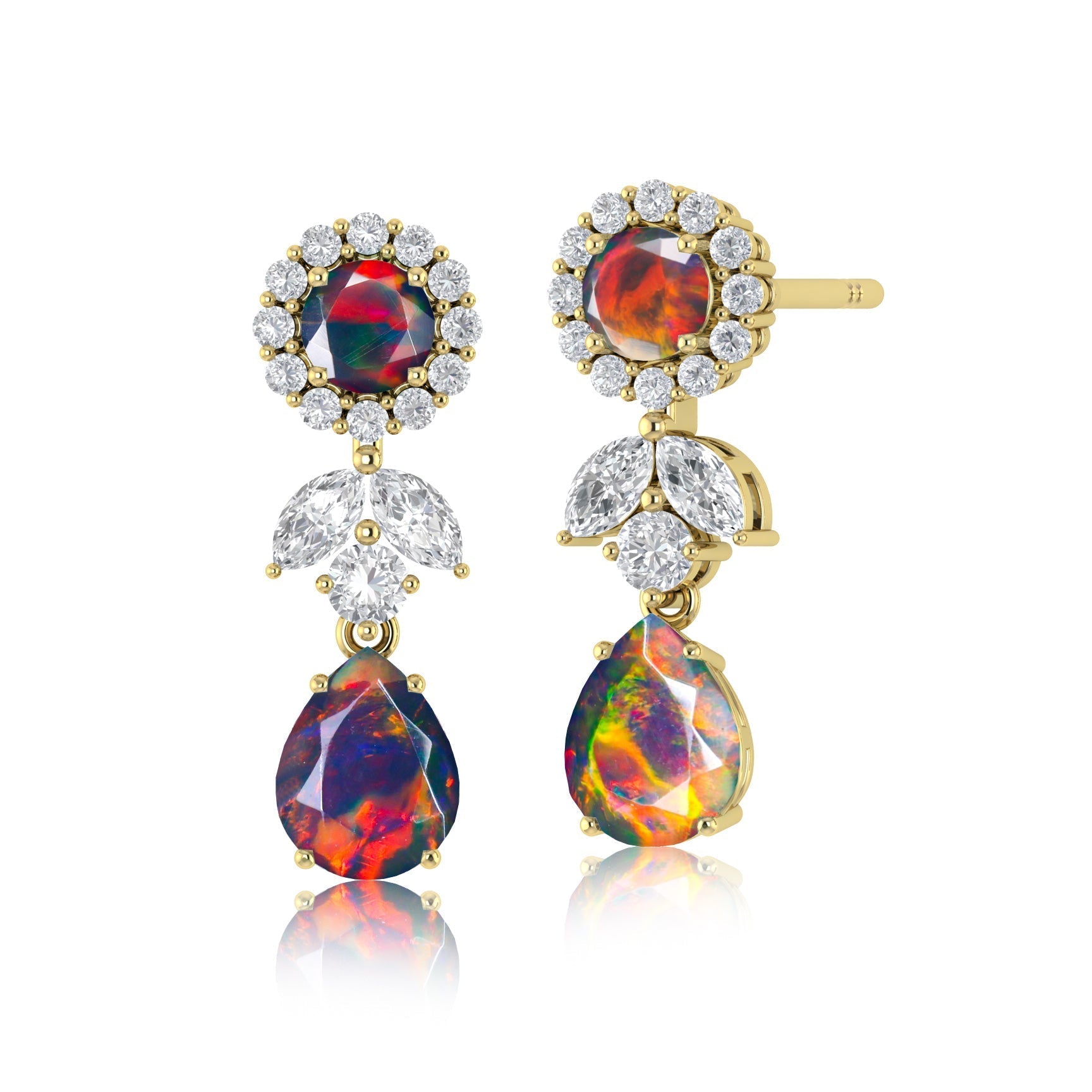 Blue Fire Dual Opal Drop and Stud Earring - Goodstone Jewels