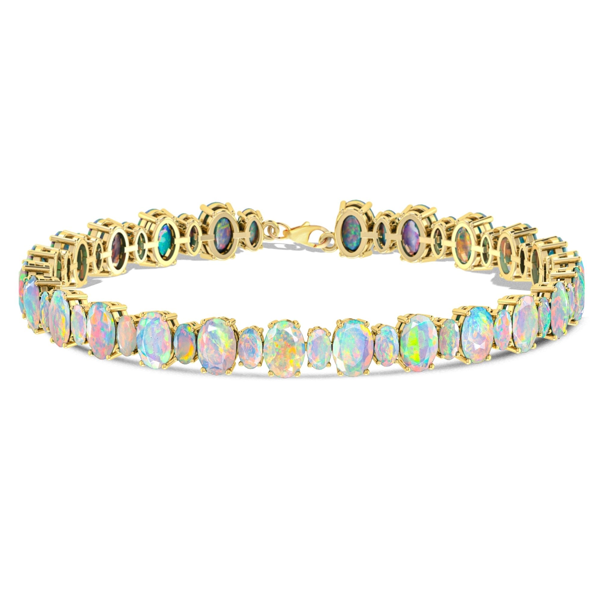 Blue Fire Opal Oval Shape Gemstone Bracelet - Goodstone Jewels