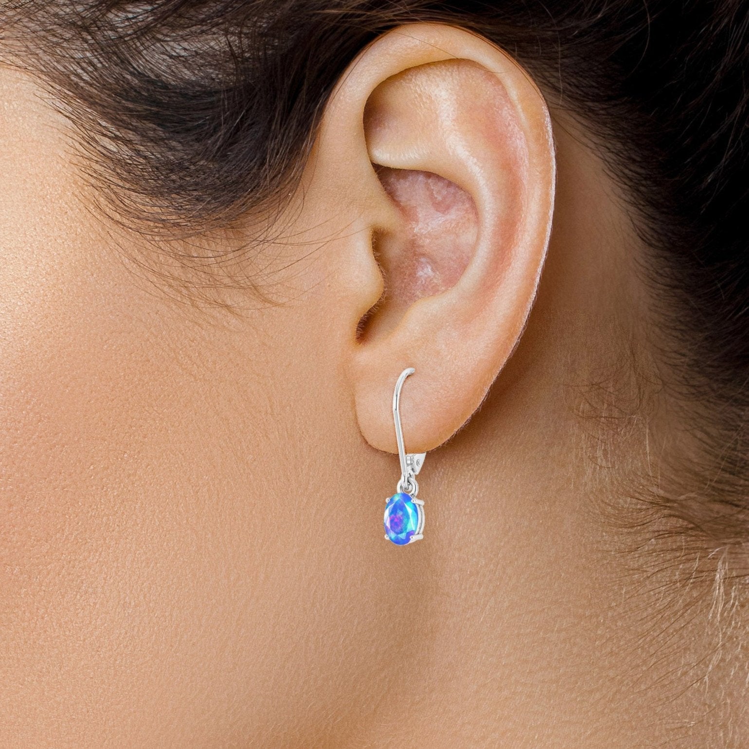 Blue Multi Fire Opal Gemstone Dangle Earring - Goodstone Jewels