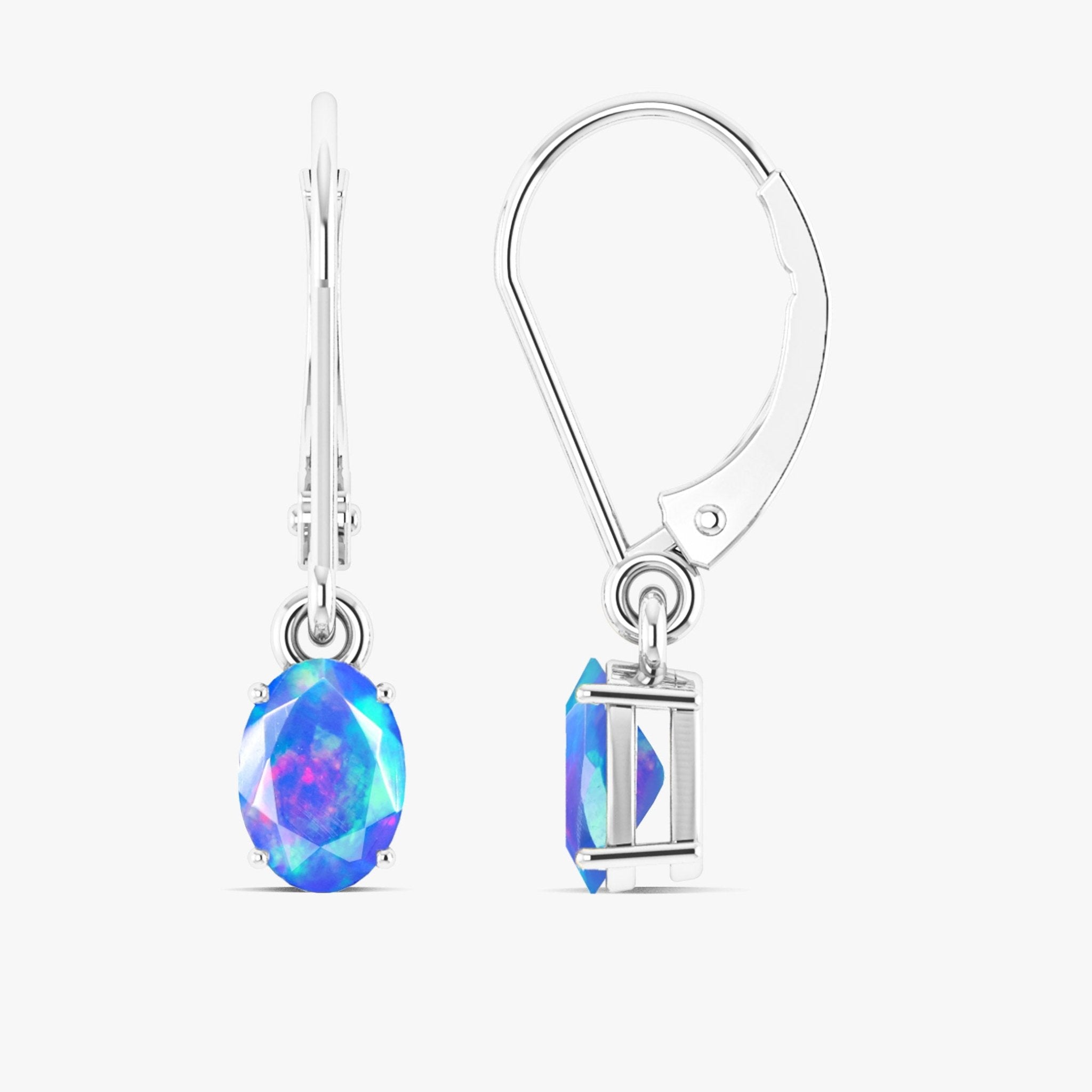Blue Multi Fire Opal Gemstone Dangle Earring - Goodstone Jewels