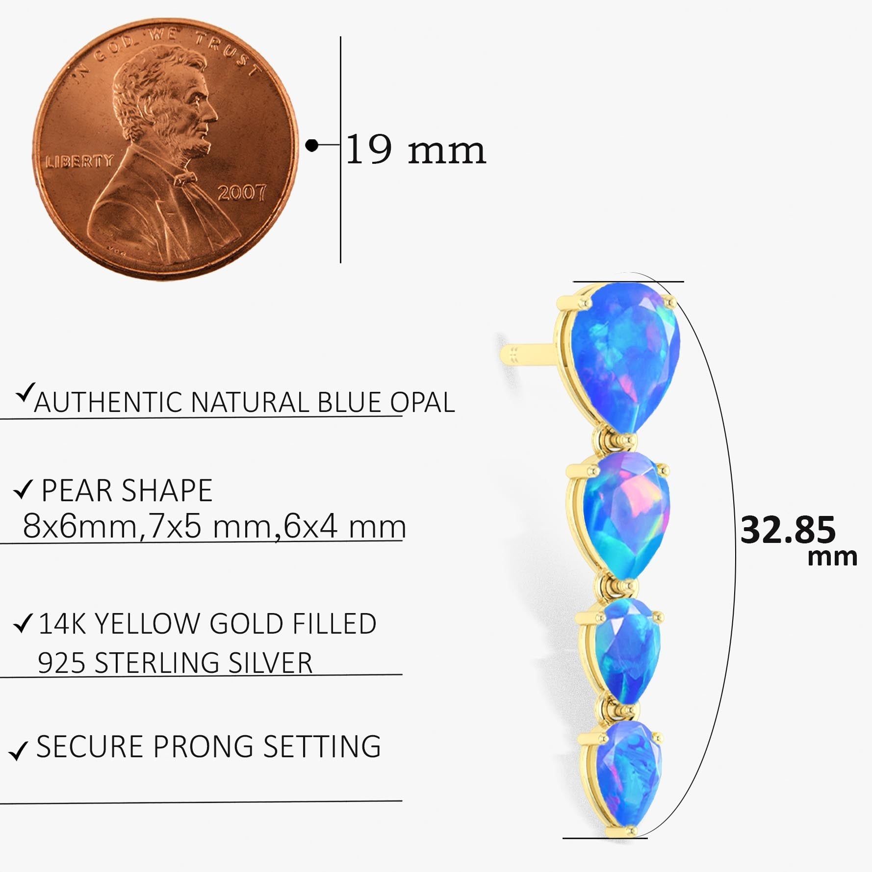 Blue Multifire Opal Pear Drop Earrings - Goodstone Jewels