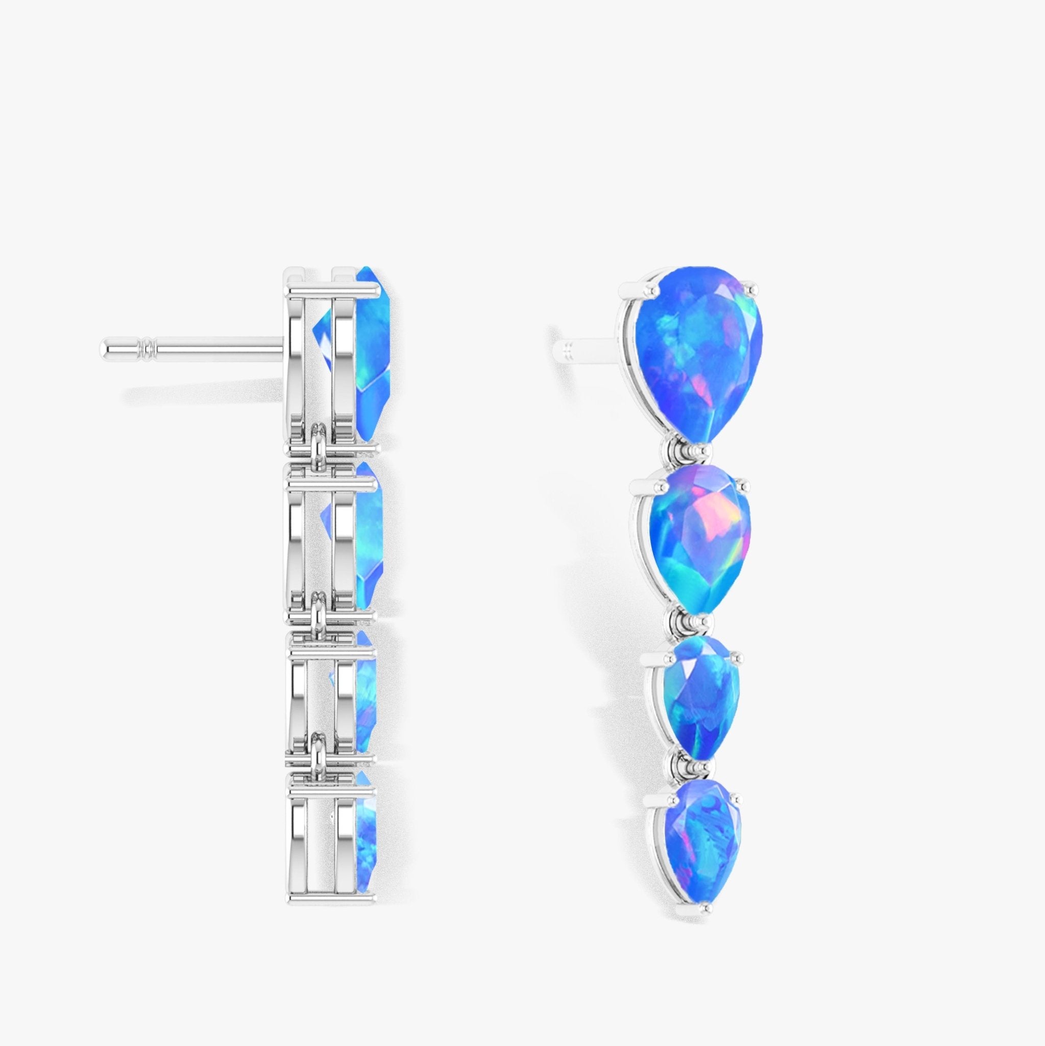 Blue Multifire Opal Pear Drop Earrings - Goodstone Jewels