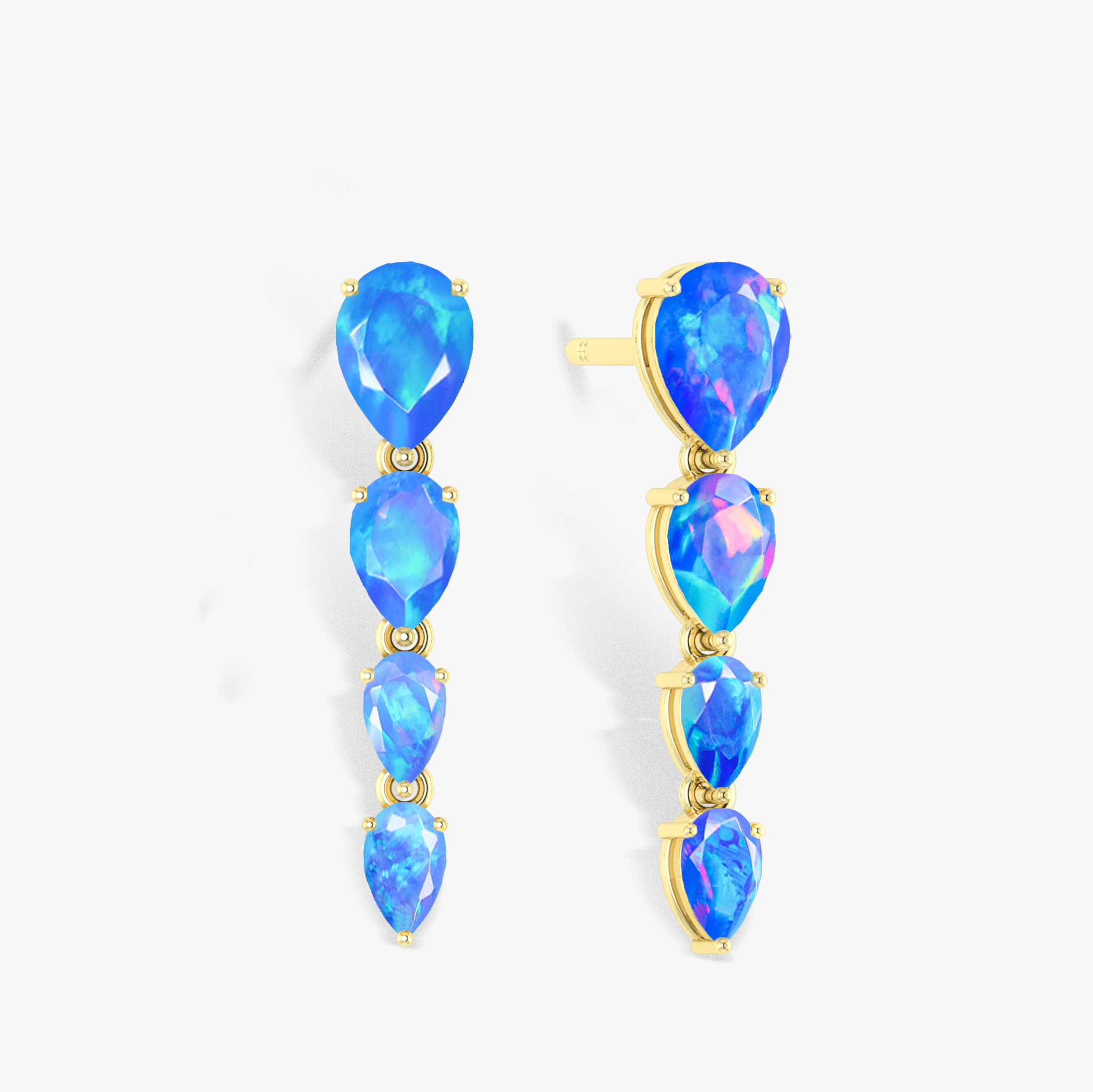 Blue Multifire Opal Pear Drop Earrings - Goodstone Jewels