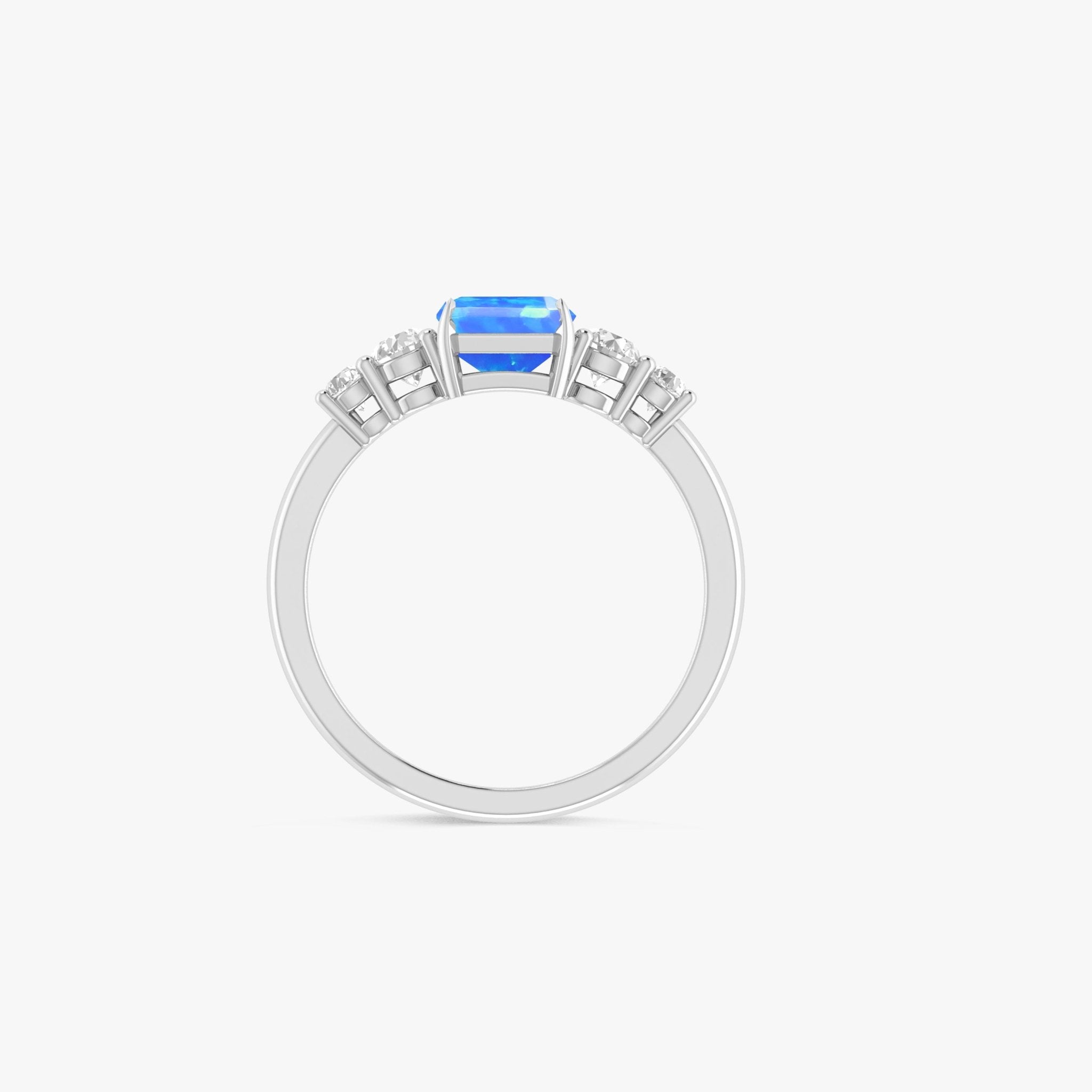 Blue Natural Fire Faceted Octagon Opal Ring - Goodstone Jewels