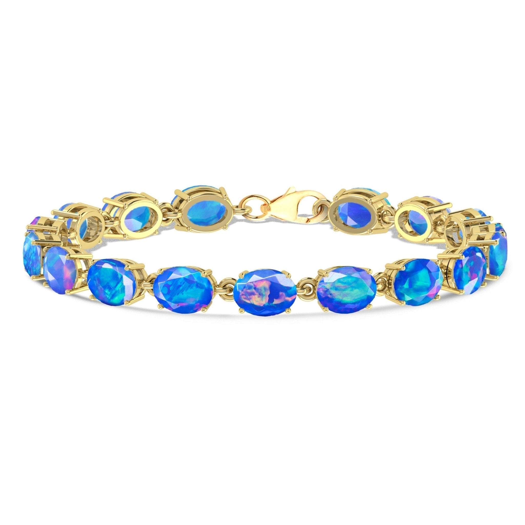 Blue Natural Fire Opal Gemstone Tennis Bracelet - Goodstone Jewels