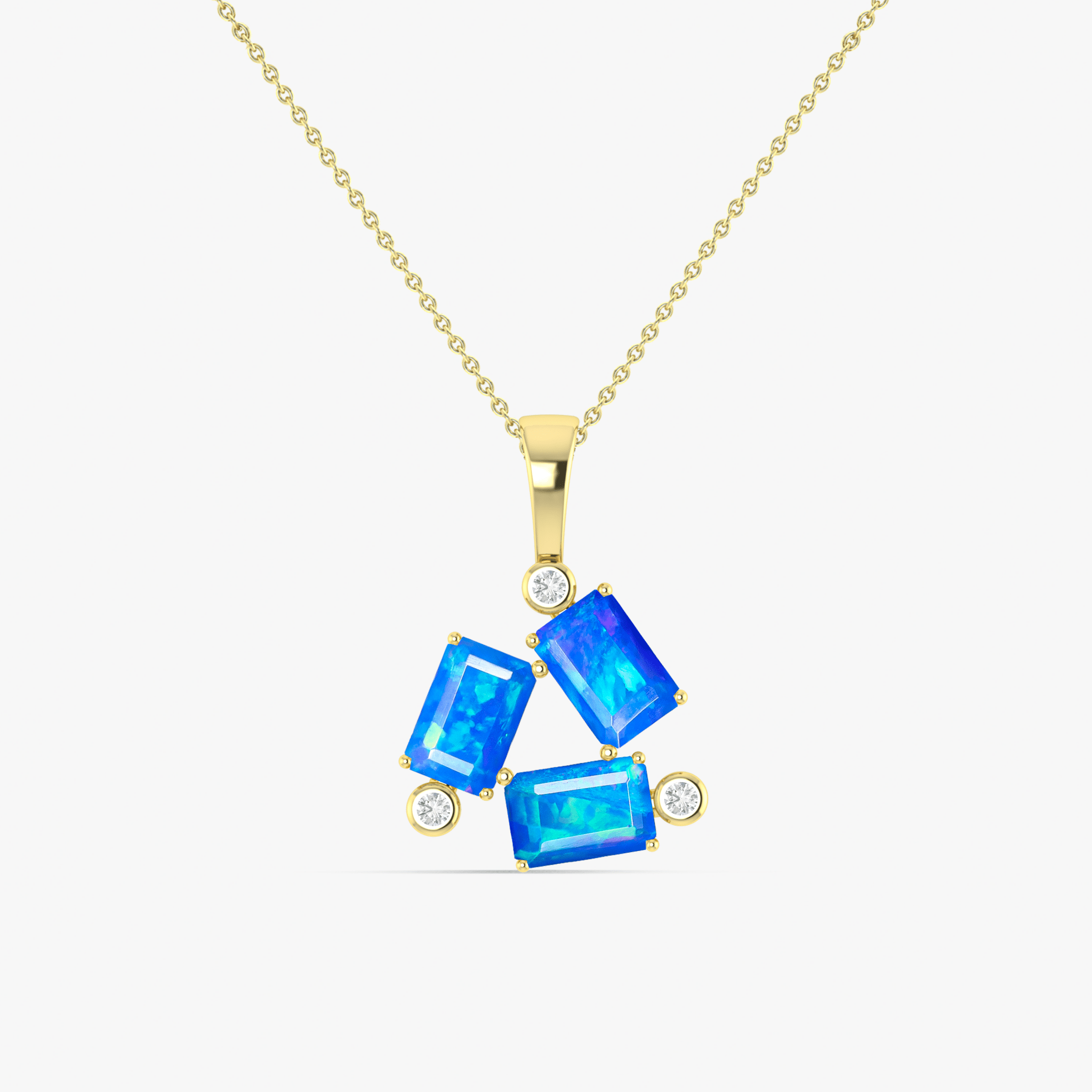 Blue Opal Baguette Gemstone Charm Pendant - Goodstone Jewels