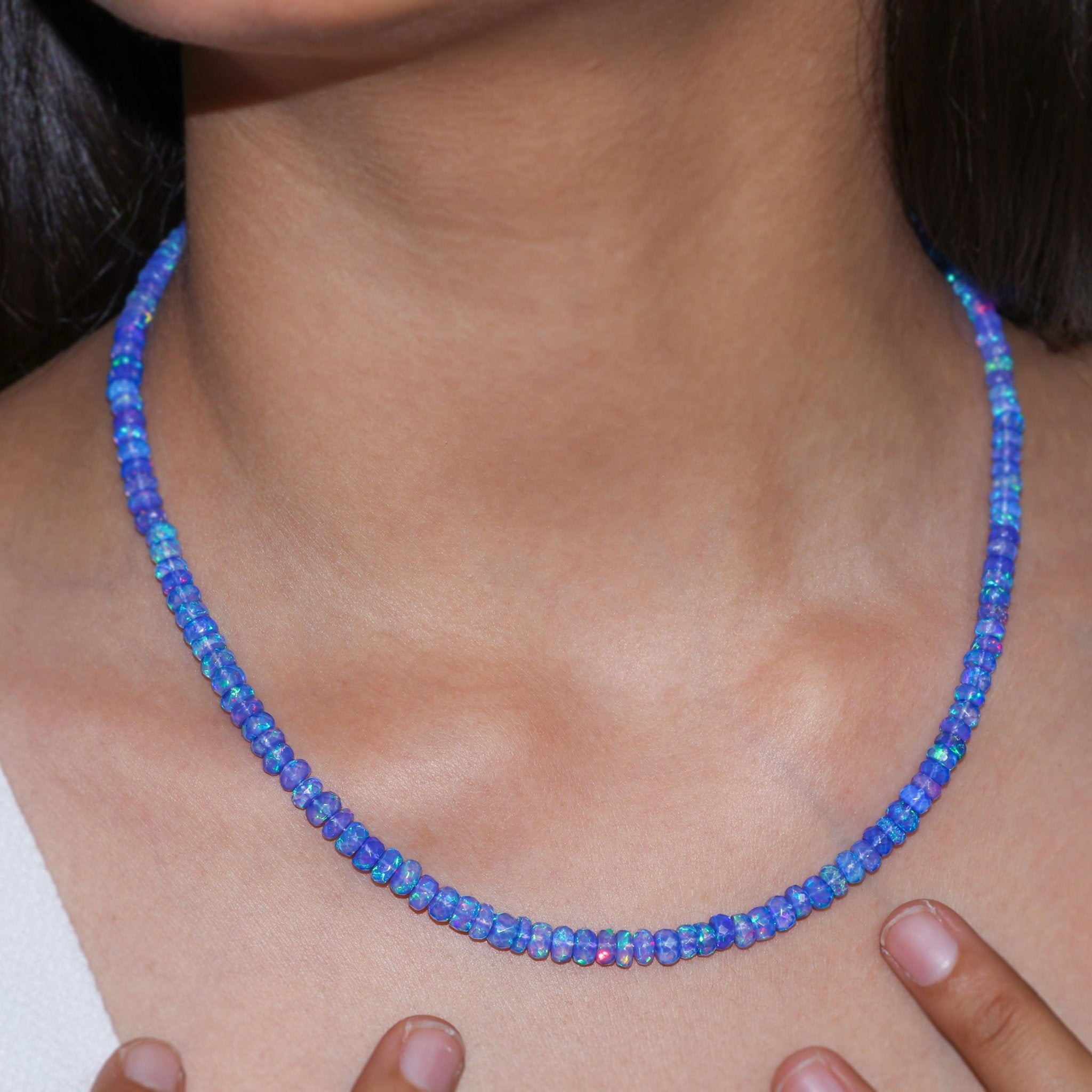 BLUE OPAL BEADED NECKLACE - Goodstone Jewels