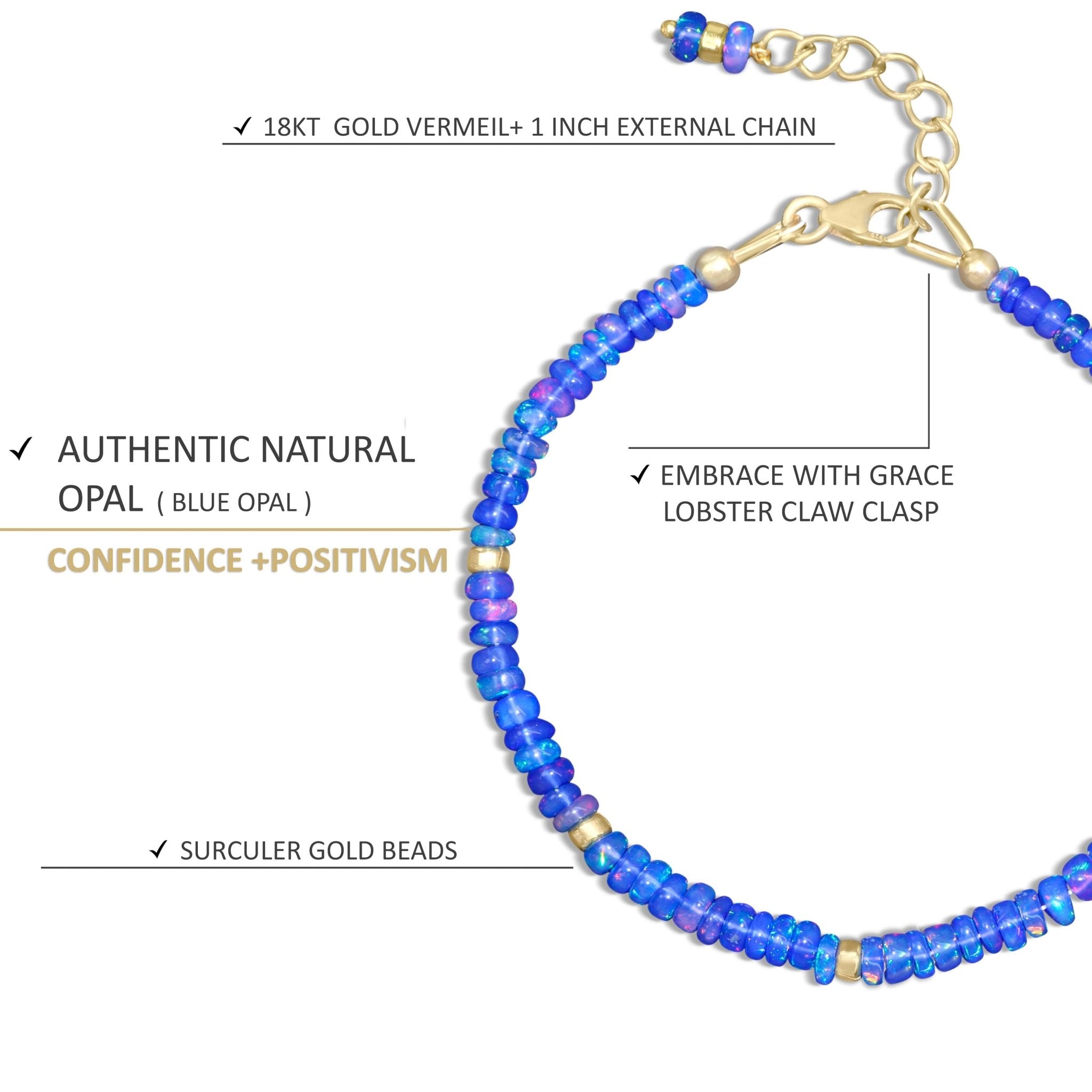 Blue Opal Beads with 925 Sterling Silver Bracelet - Goodstone Jewels