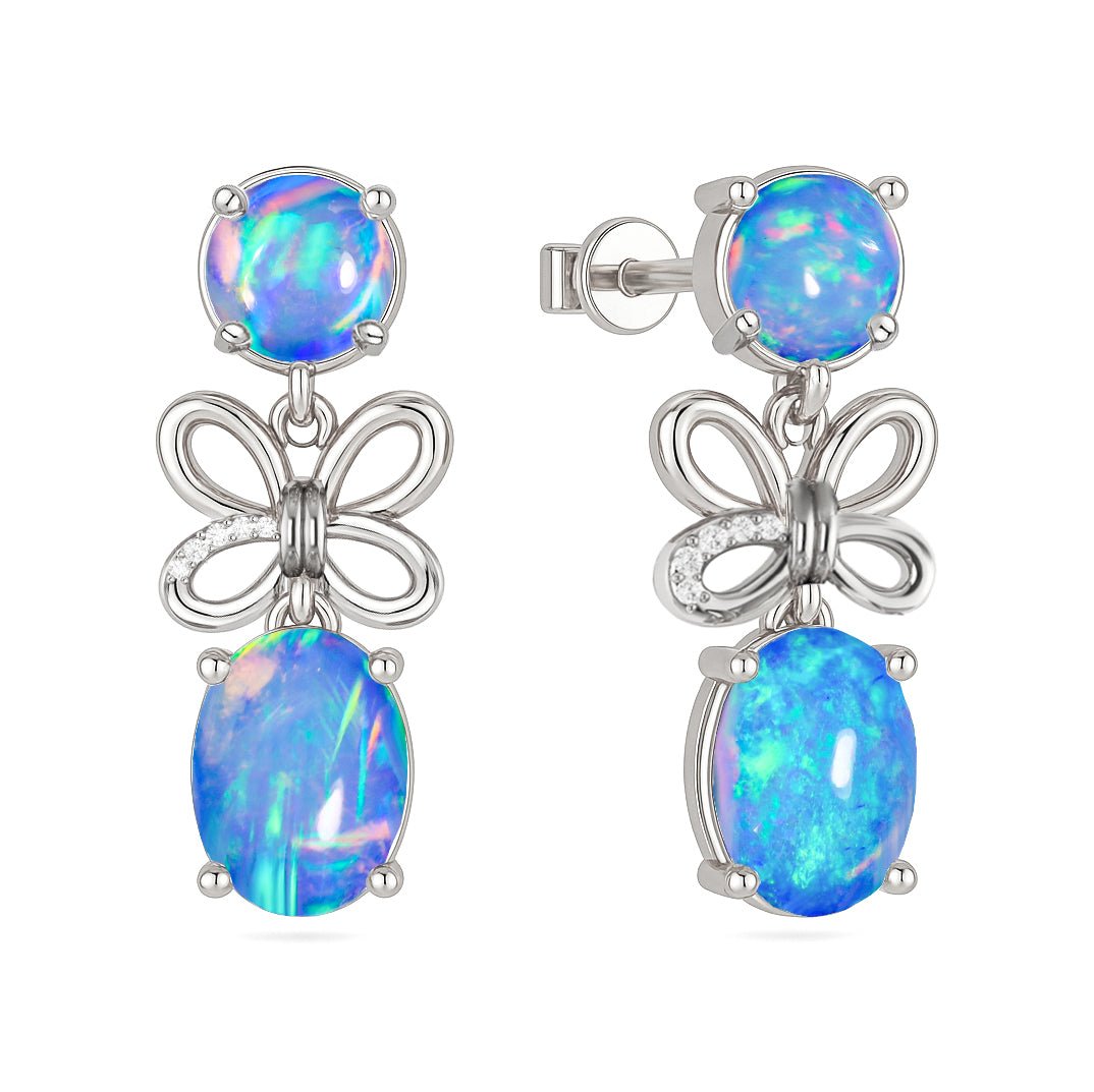 Blue Opal Butterfly Style Stud Earrings - Goodstone Jewels