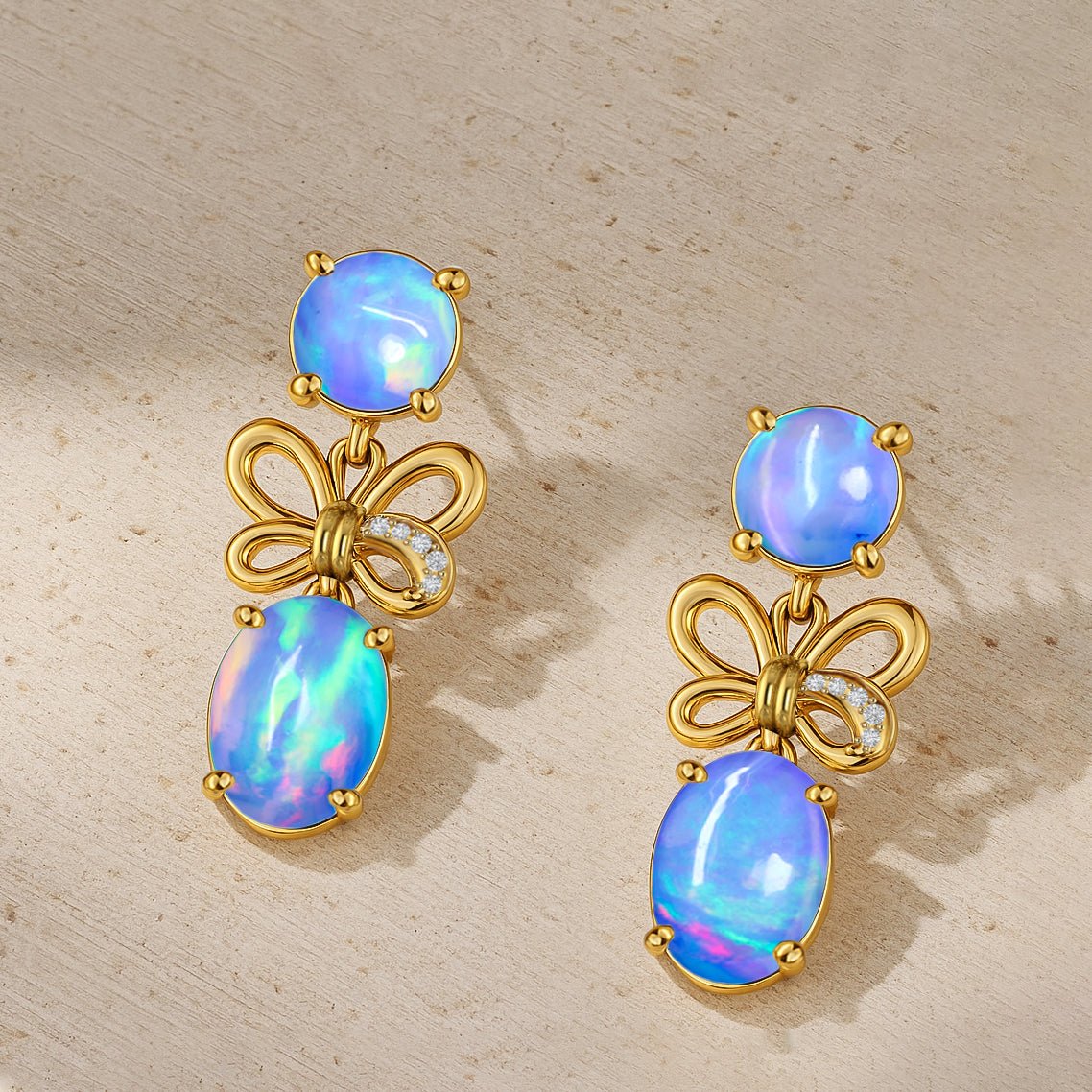 Blue Opal Butterfly Style Stud Earrings - Goodstone Jewels