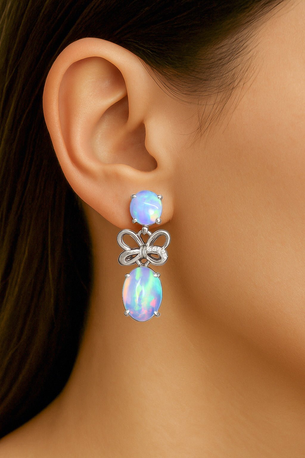 Blue Opal Butterfly Style Stud Earrings - Goodstone Jewels