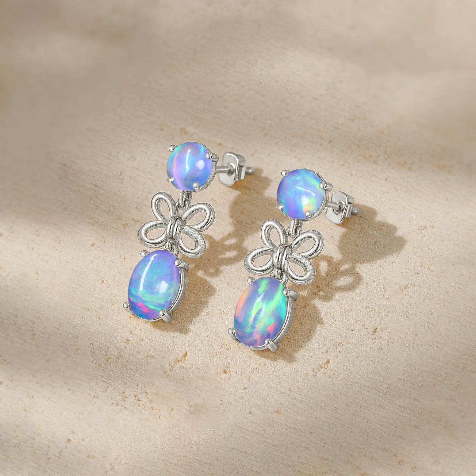 Blue Opal Butterfly Style Stud Earrings - Goodstone Jewels