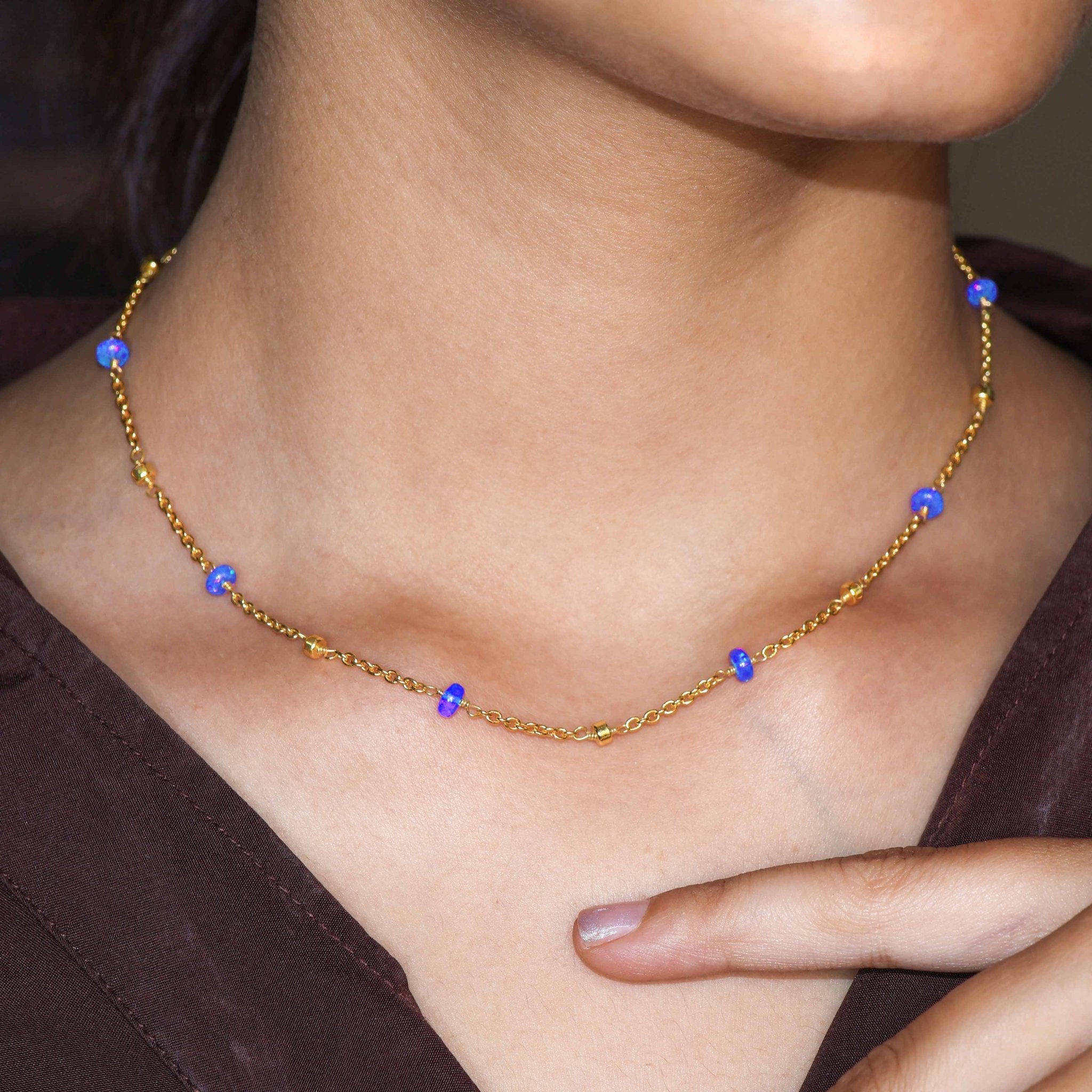 Blue Opal Cable Chain Necklace - Goodstone Jewels