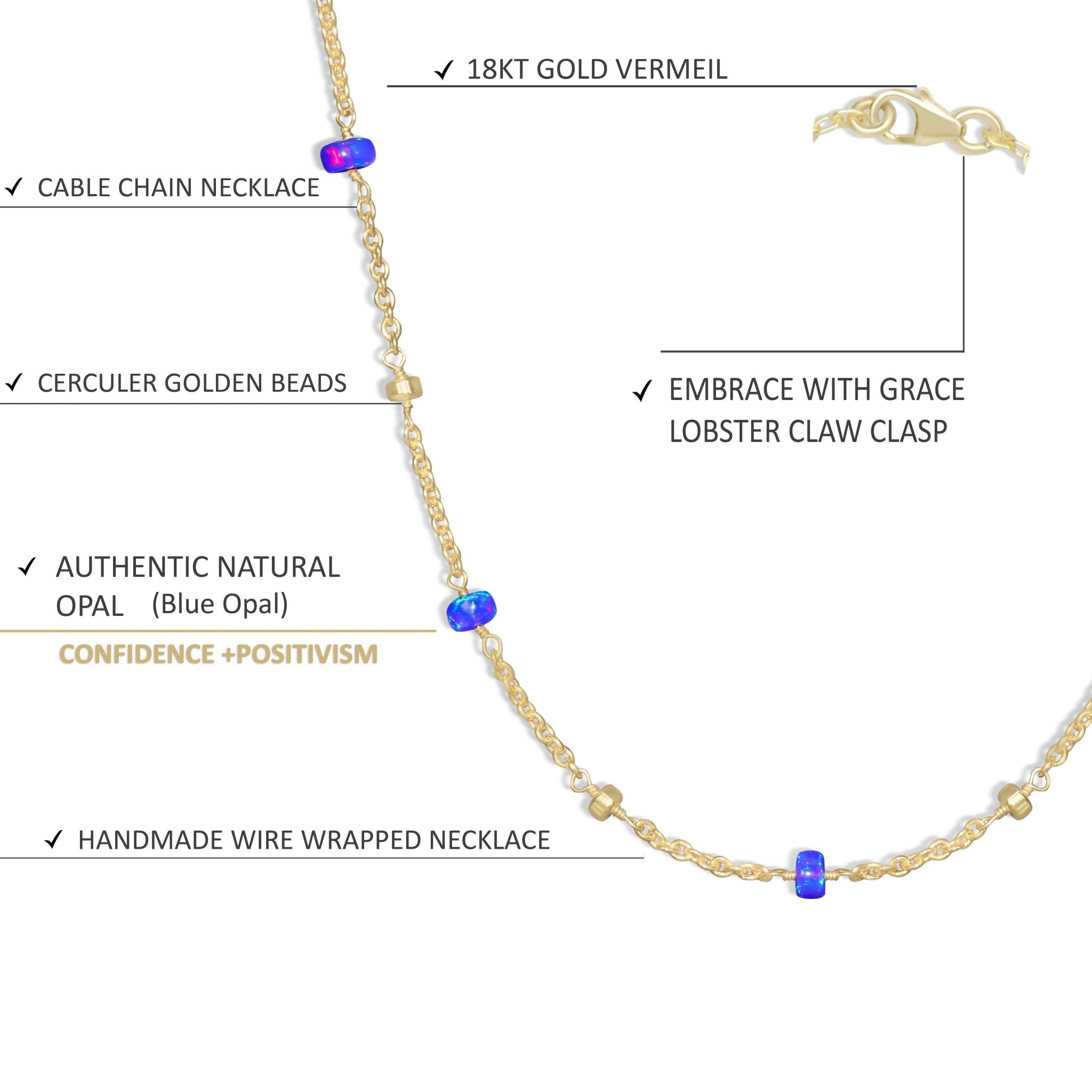 Blue Opal Cable Chain Necklace - Goodstone Jewels